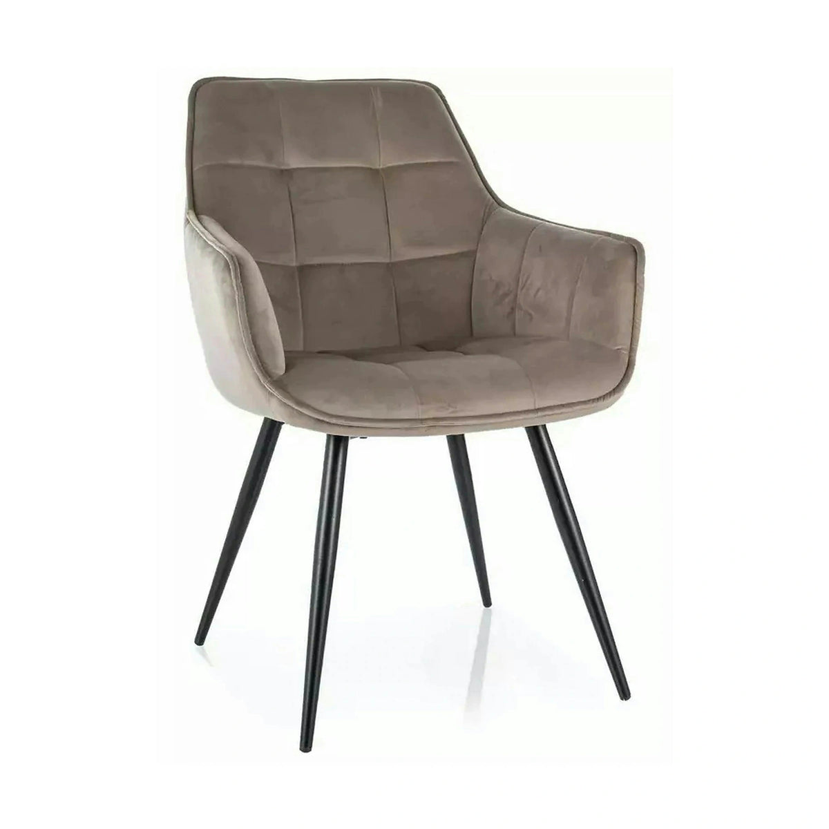 Scaun LILIA, bej inchis/negru, stofa catifelata/metal, 59x45x90 cm
