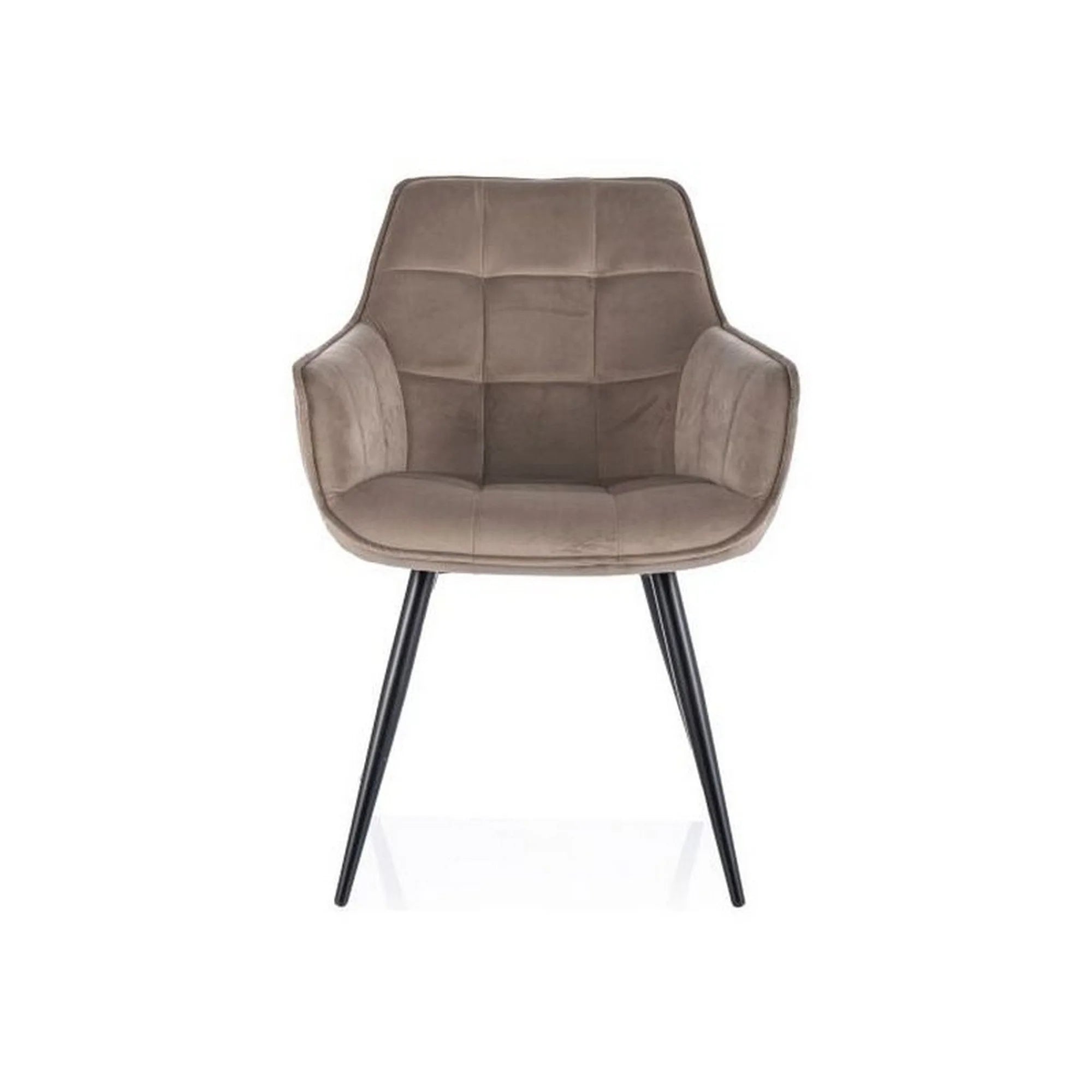 Scaun LILIA, bej inchis/negru, stofa catifelata/metal, 59x45x90 cm