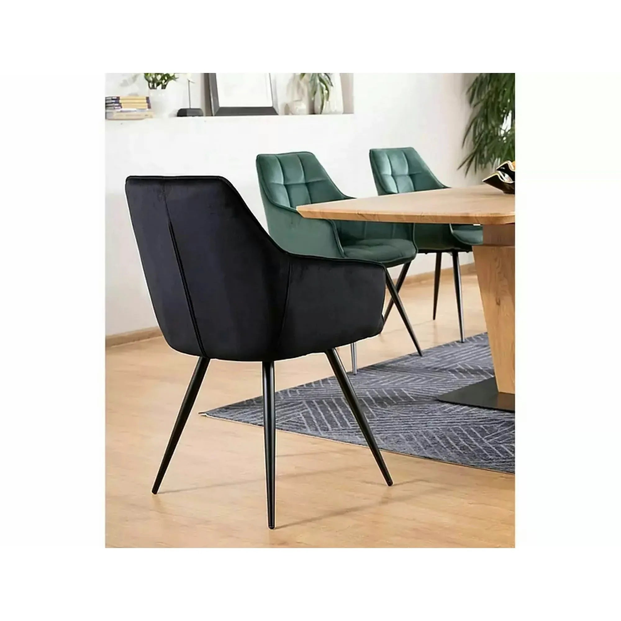 Scaun Lilia, negru, stofa catifelata/metal, 59x45x90 cm