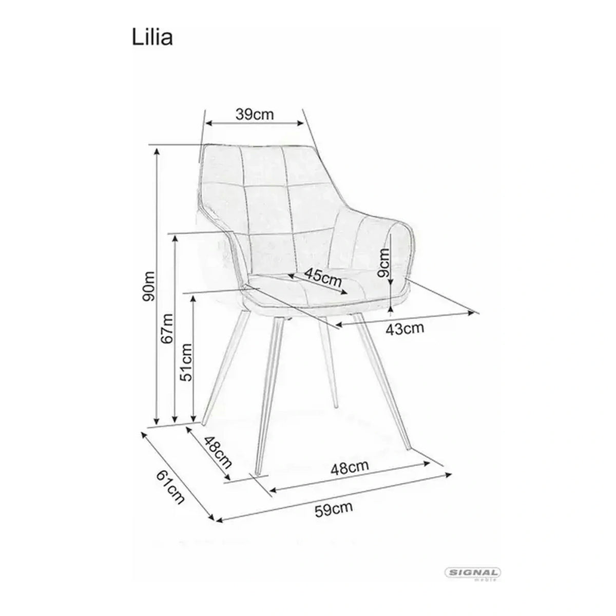 Scaun Lilia, negru, stofa catifelata/metal, 59x45x90 cm