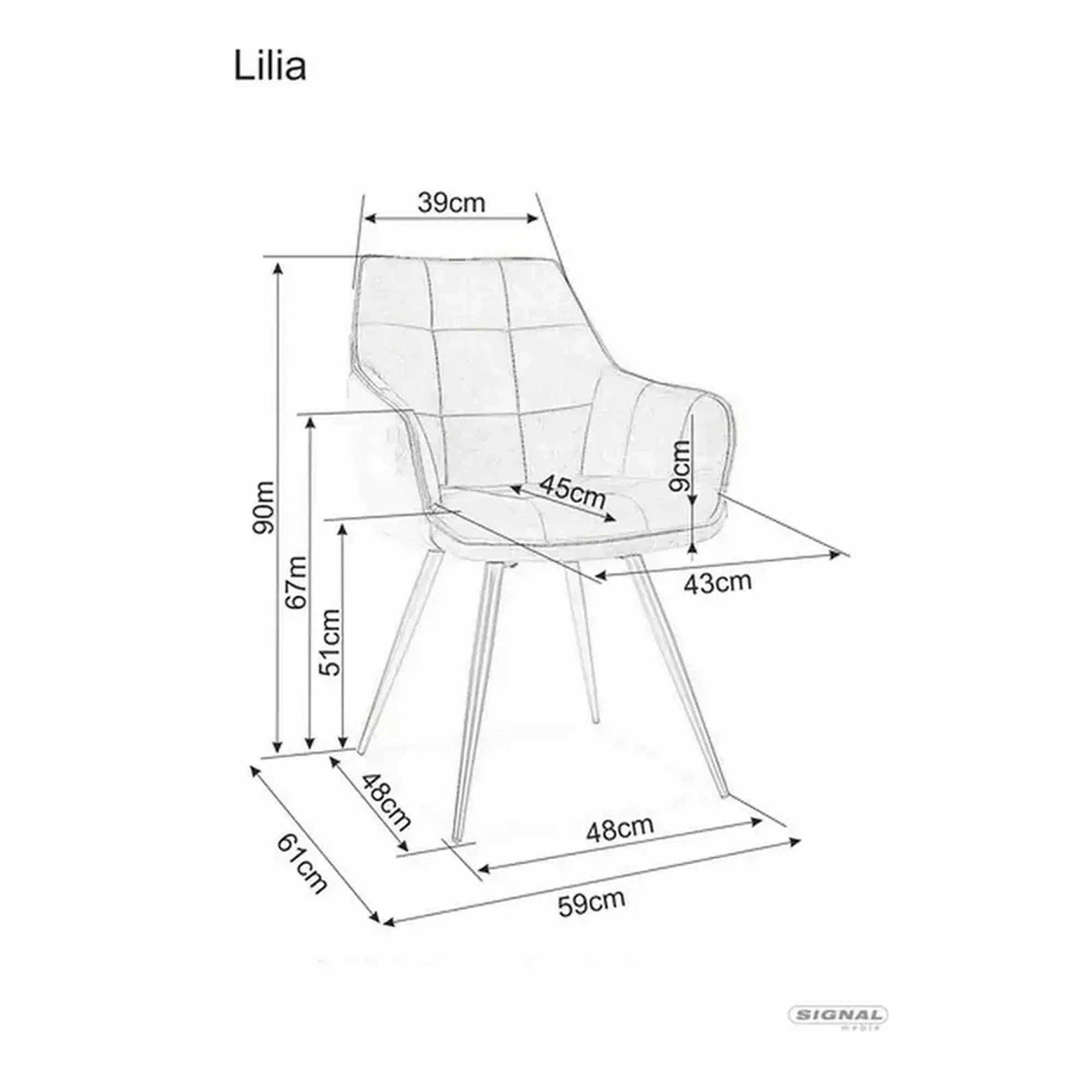 Scaun Lilia, negru, stofa catifelata/metal, 59x45x90 cm