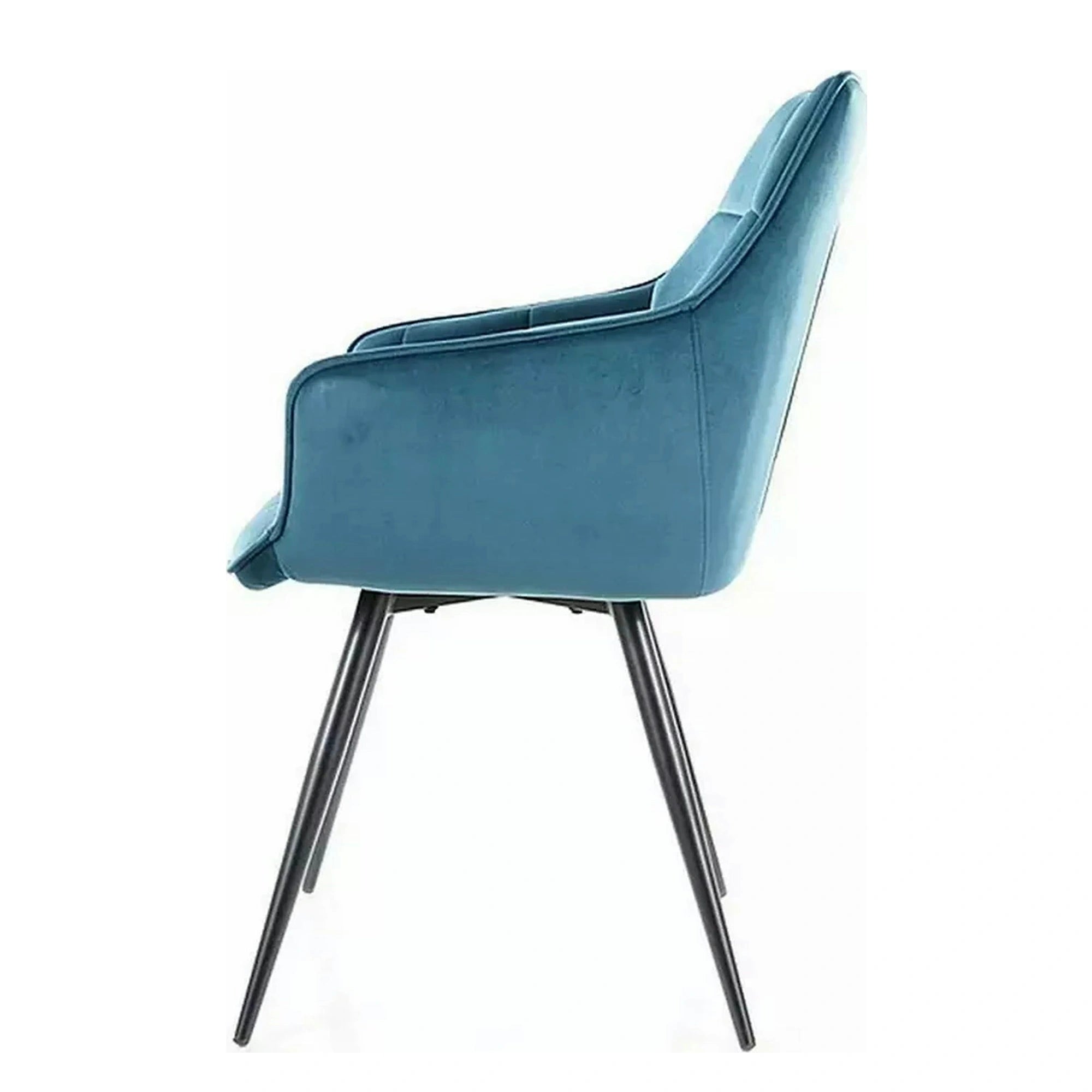 Scaun Lilia, turcoaz/negru, stofa catifelata/metal, 59x45x90 cm