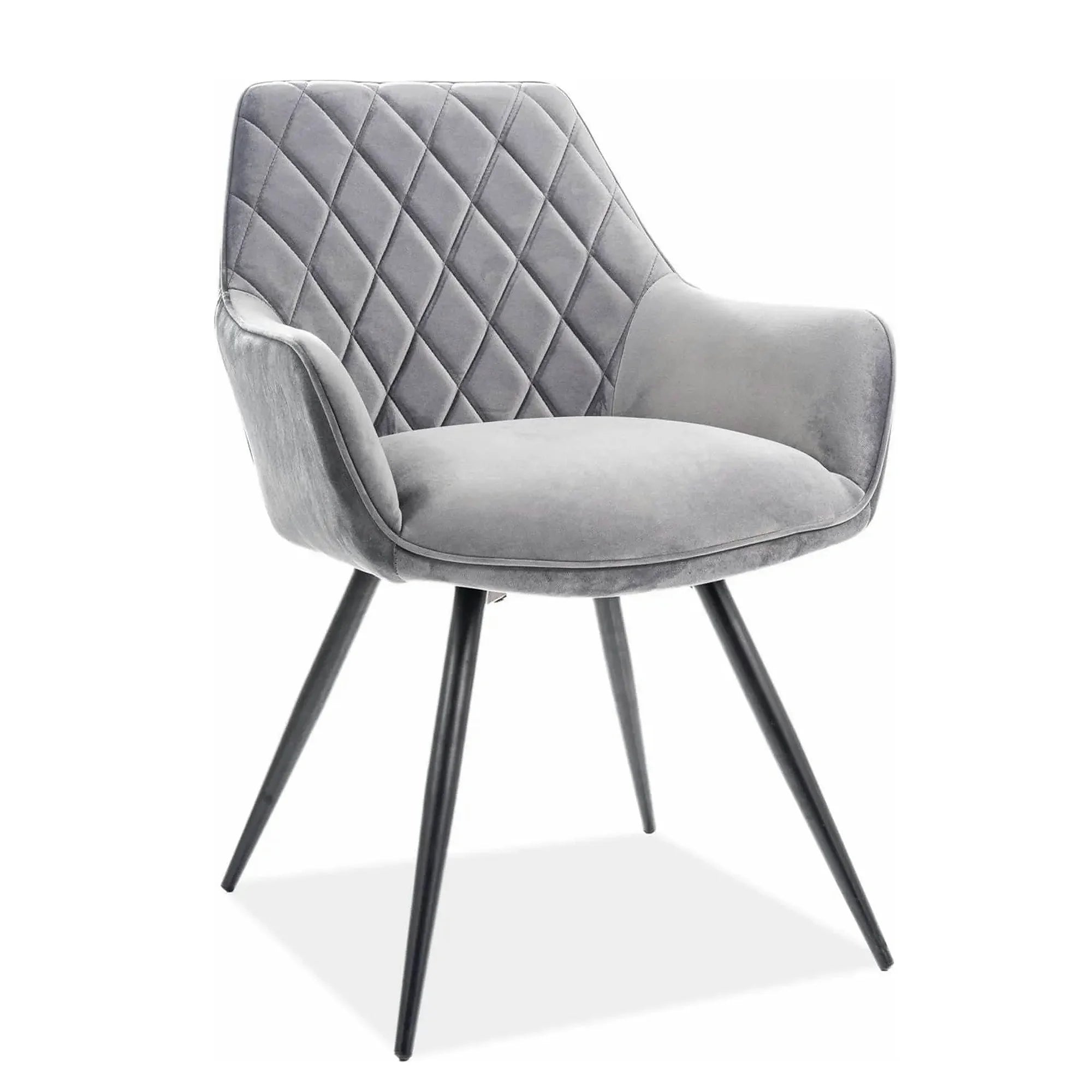 Scaun LINEA, gri/negru, stofa catifelata/metal, 43x43x82 cm