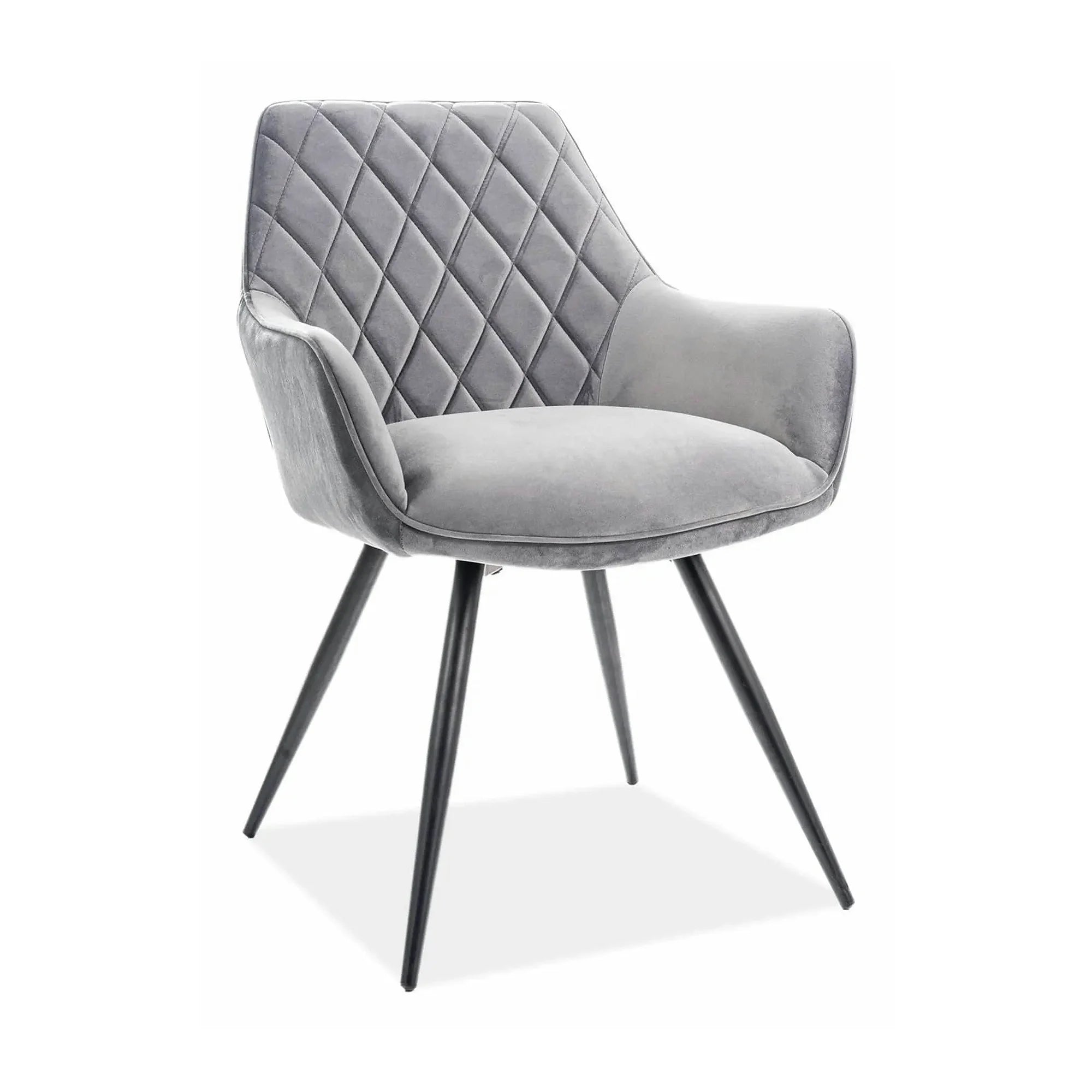 Scaun LINEA, gri/negru, stofa catifelata/metal, 43x43x82 cm