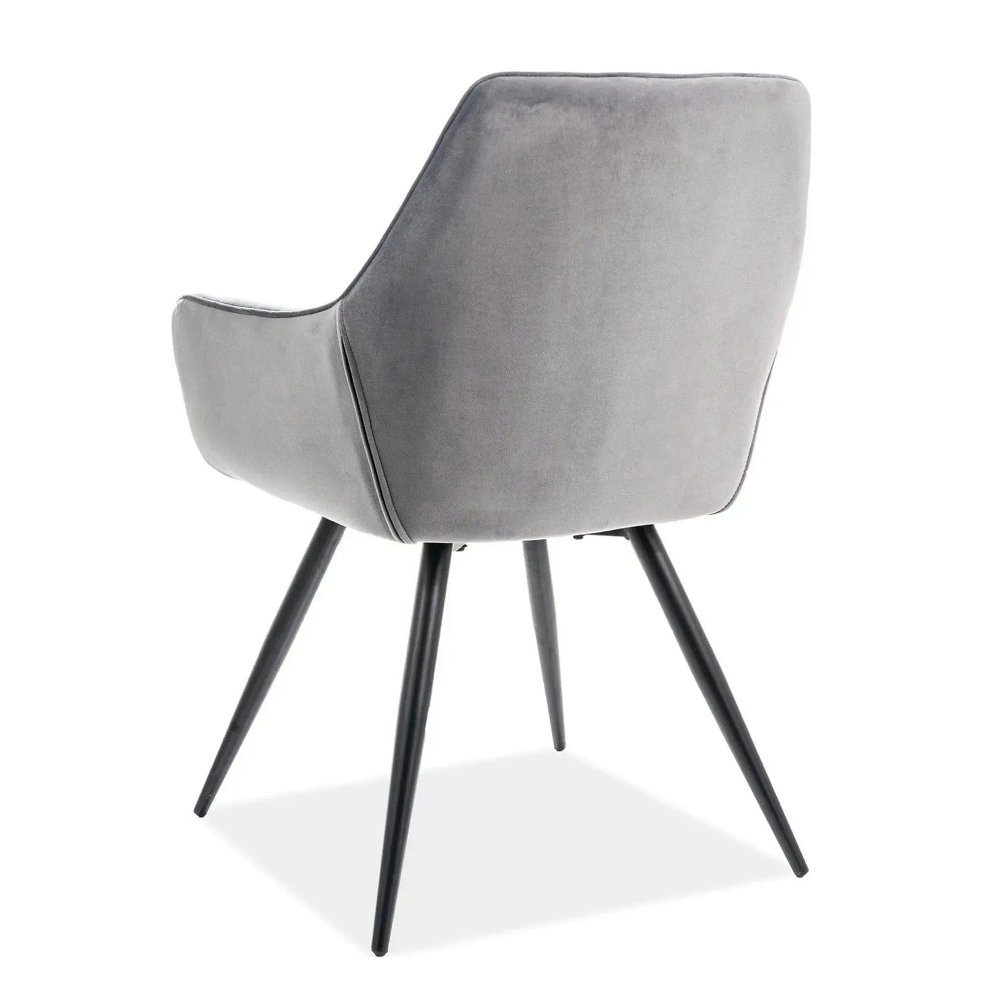 Scaun LINEA, gri/negru, stofa catifelata/metal, 43x43x82 cm