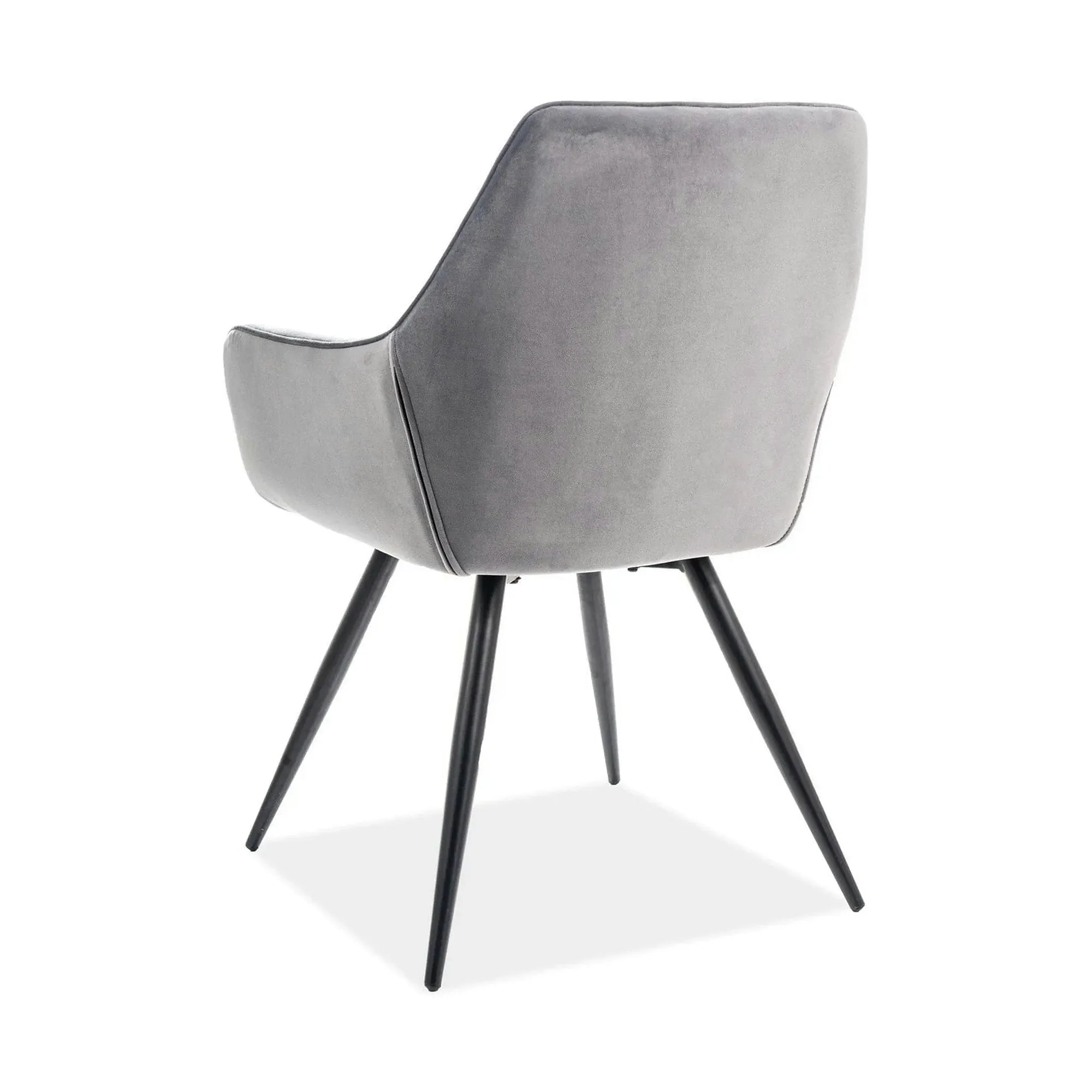 Scaun LINEA, gri/negru, stofa catifelata/metal, 43x43x82 cm