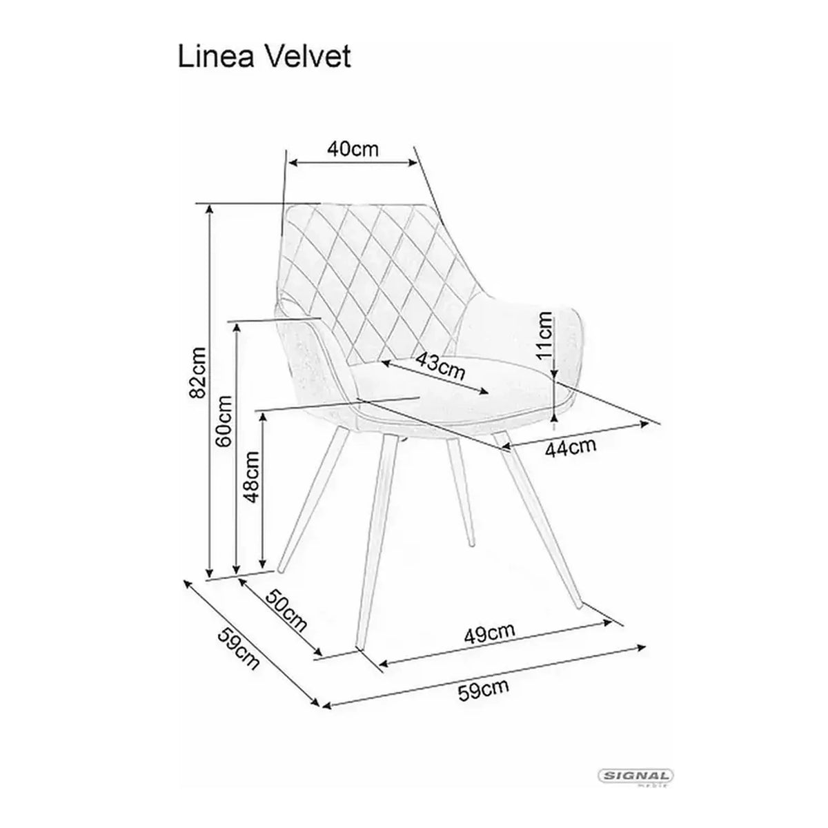 Scaun LINEA, gri/negru, stofa catifelata/metal, 43x43x82 cm