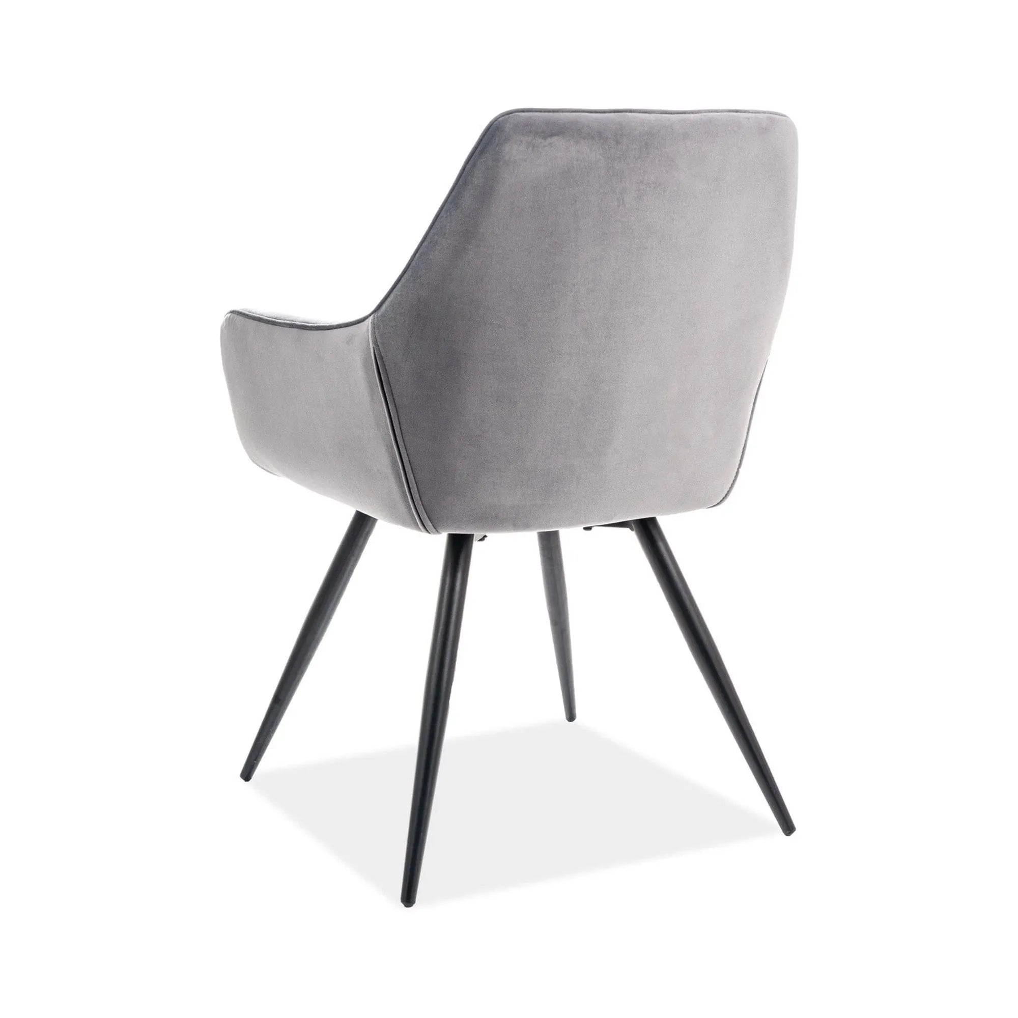 Scaun LINEA, gri/negru, stofa catifelata/metal, 43x43x82 cm