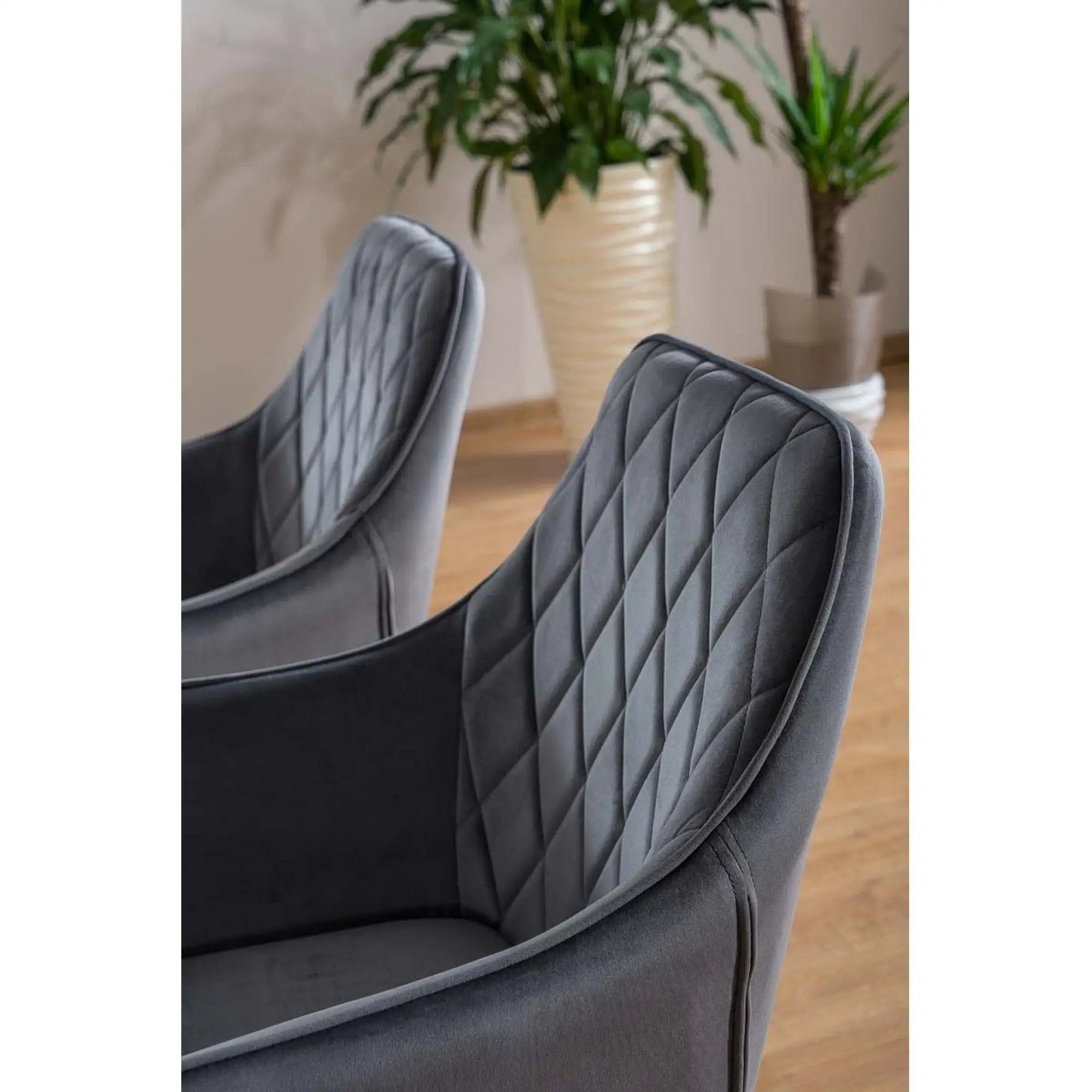 Scaun LINEA, gri/negru, stofa catifelata/metal, 43x43x82 cm