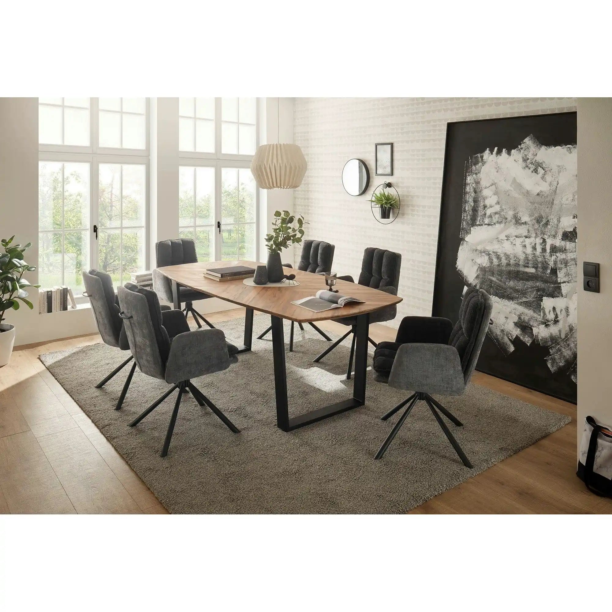 Scaun LIVIA, gri inchis/negru, stofa clasica/metal, 60x67x90 cm