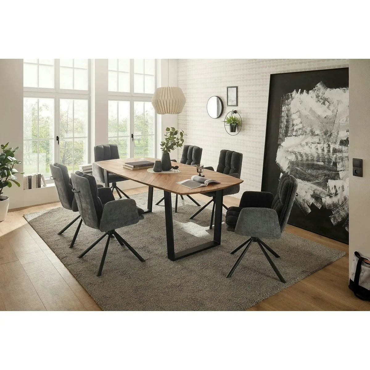 Scaun LIVIA, gri inchis/negru, stofa clasica/metal, 60x67x90 cm