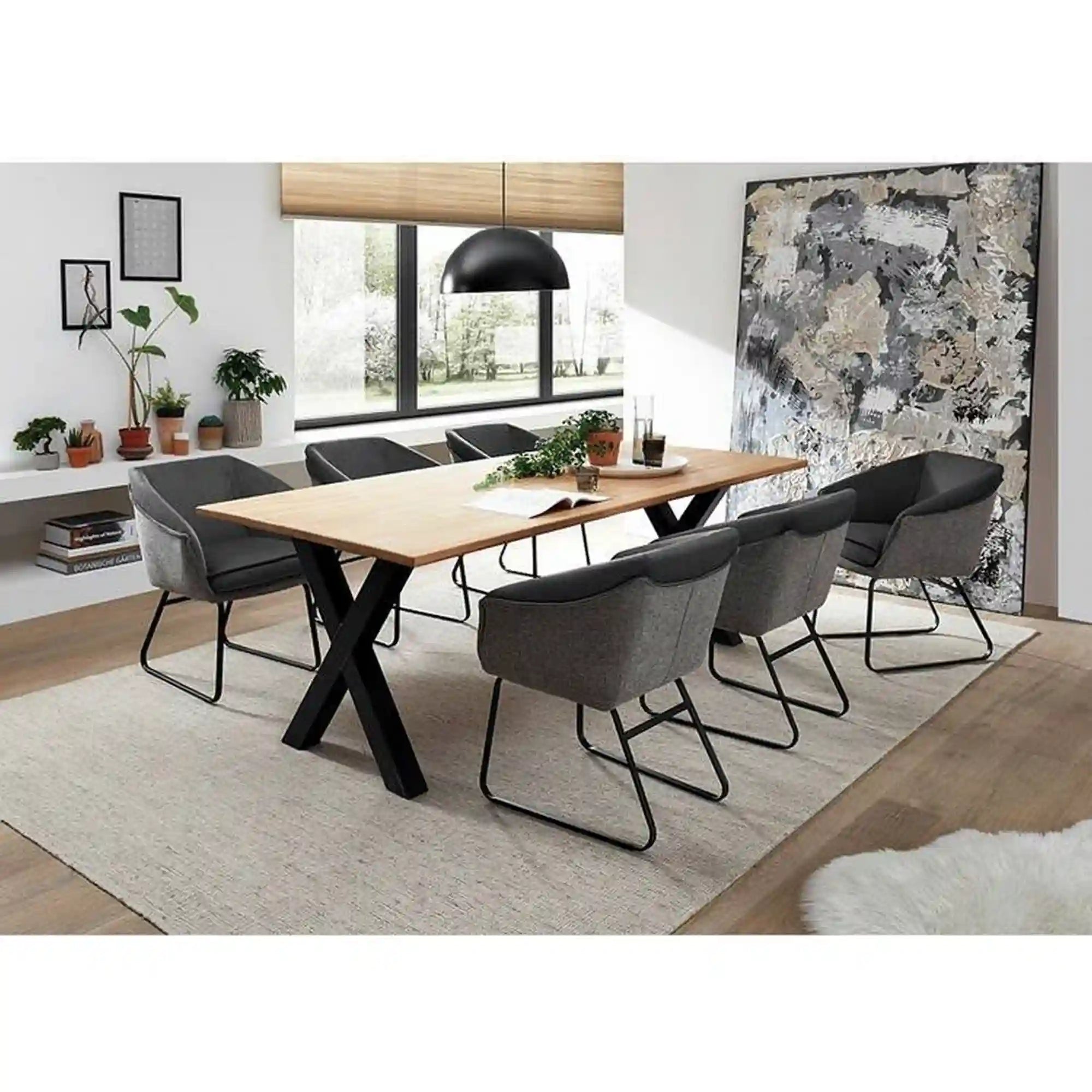 Scaun living ABBEY, gri/negru, poliester/metal, 61x59x78 cm