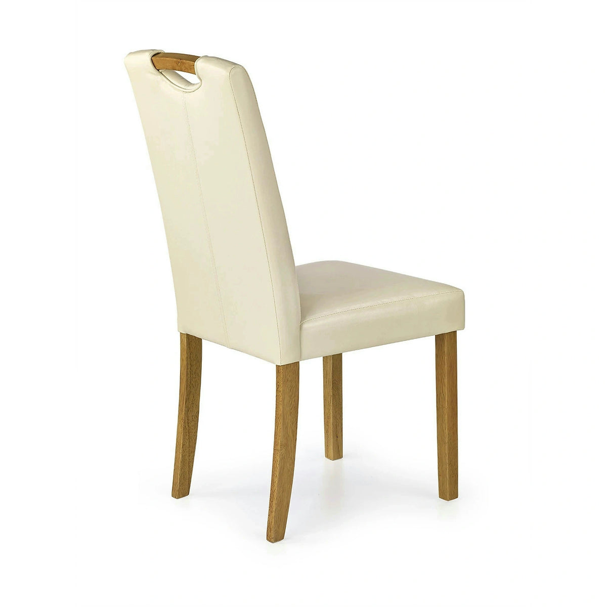 Scaun living Caro, crem/fag, piele ecologica/lemn de cauciuc, 42x58x96 cm