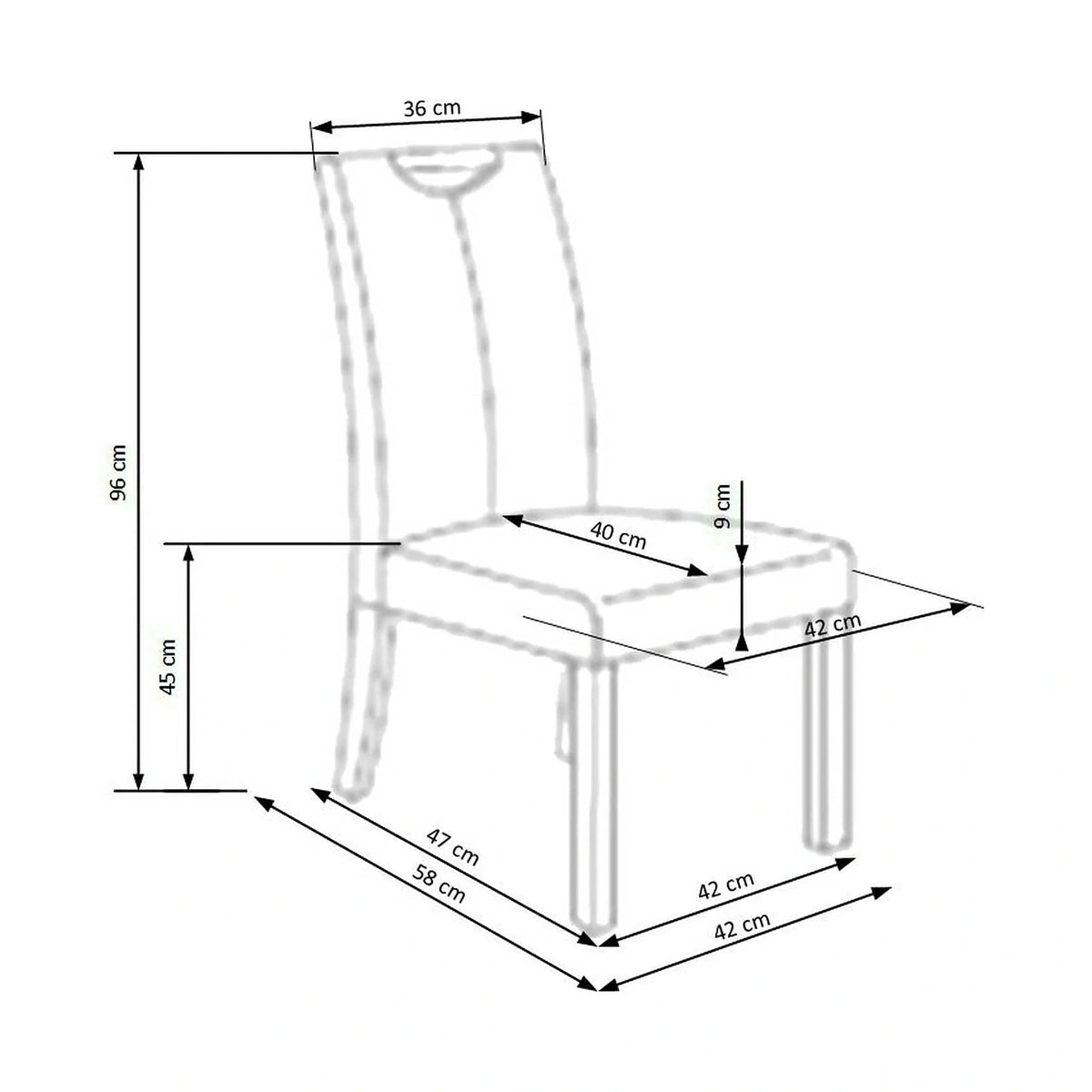 Scaun living Caro, crem/fag, piele ecologica/lemn de cauciuc, 42x58x96 cm