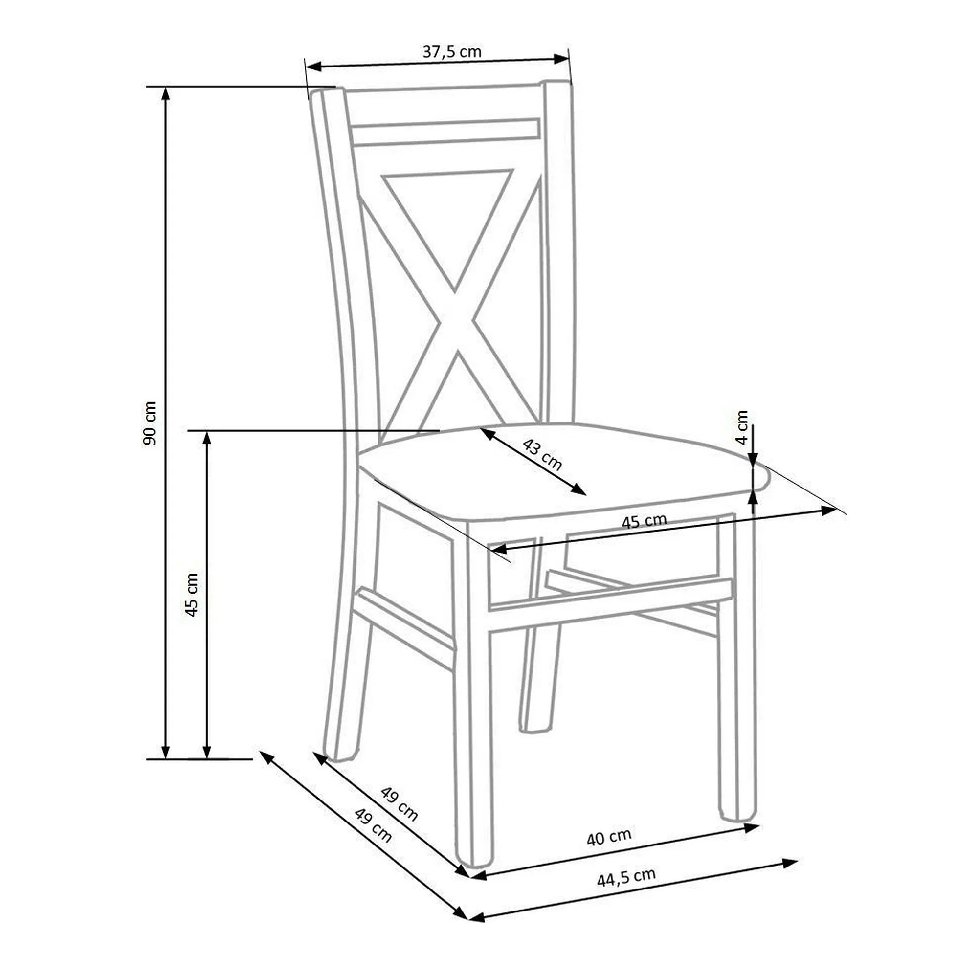 Scaun living Dariusz, bej/alb, stofa clasica/lemn, 45X43X90 CM