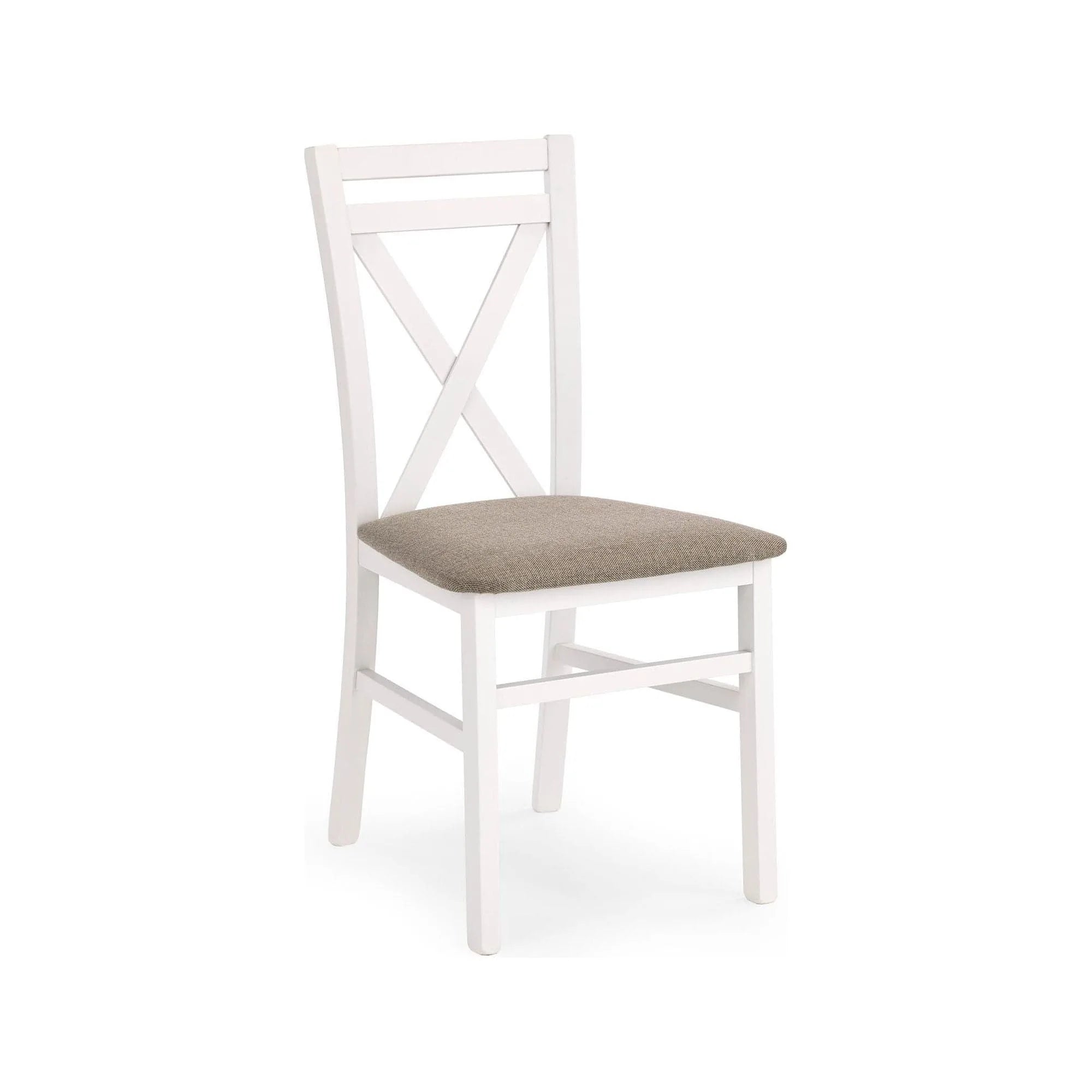 Scaun living Dariusz, bej/alb, stofa clasica/lemn, 45X43X90 CM