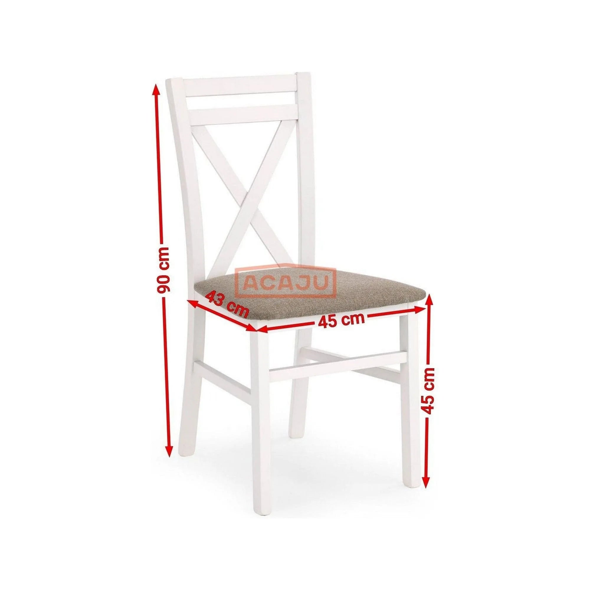 Scaun living Dariusz, bej/alb, stofa clasica/lemn, 45X43X90 CM