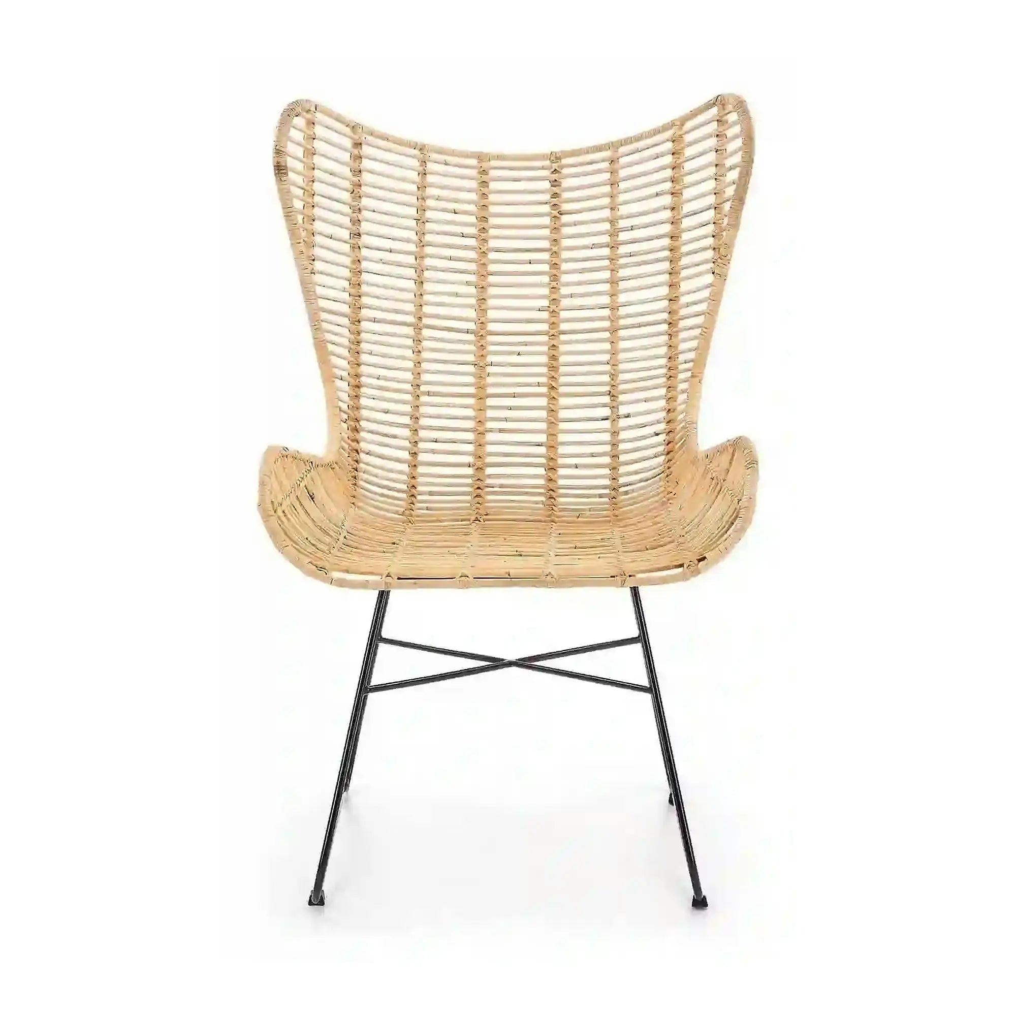 Scaun living Indiana, stejar/negru, ratan natural/metal, 69X70X103 CM