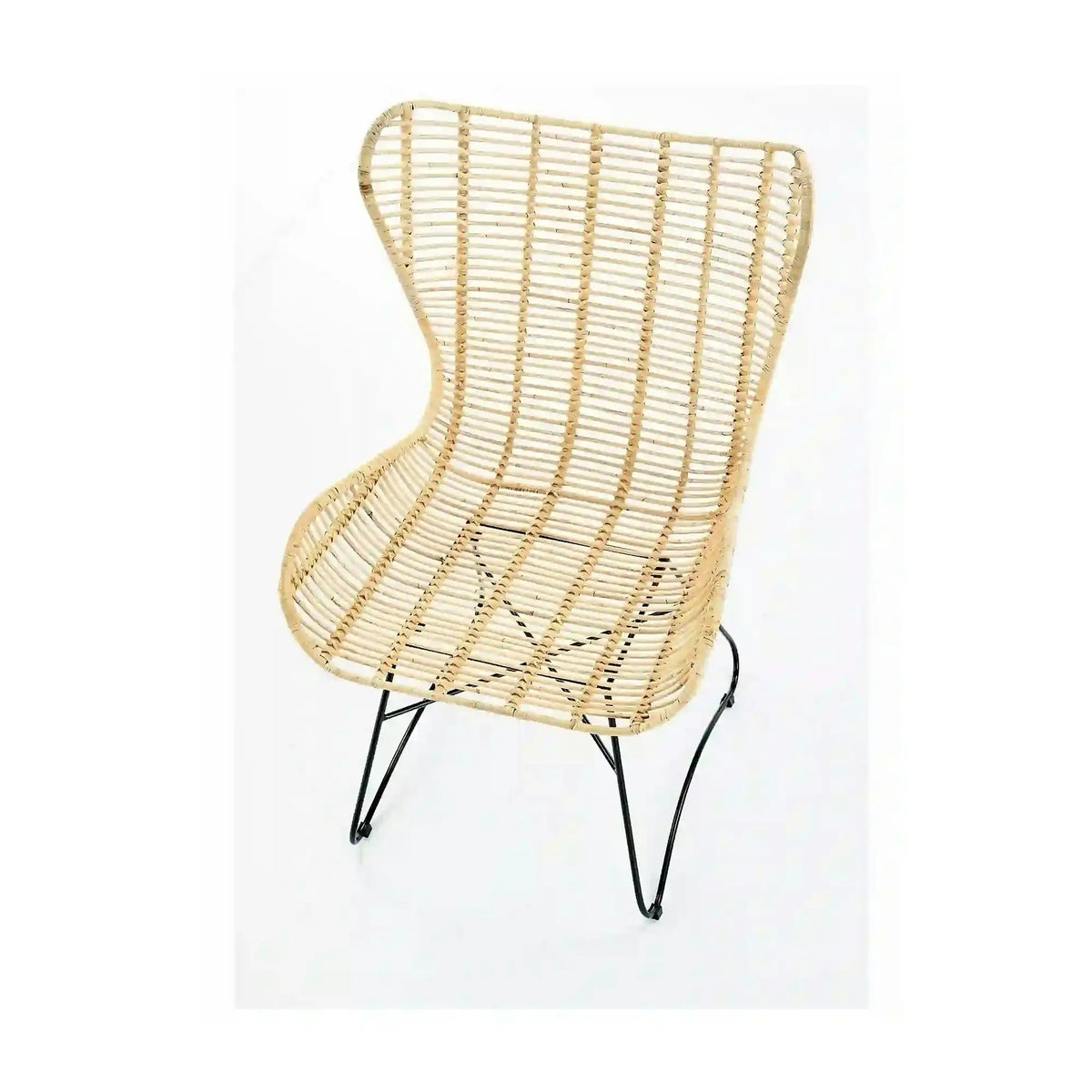 Scaun living Indiana, stejar/negru, ratan natural/metal, 69X70X103 CM