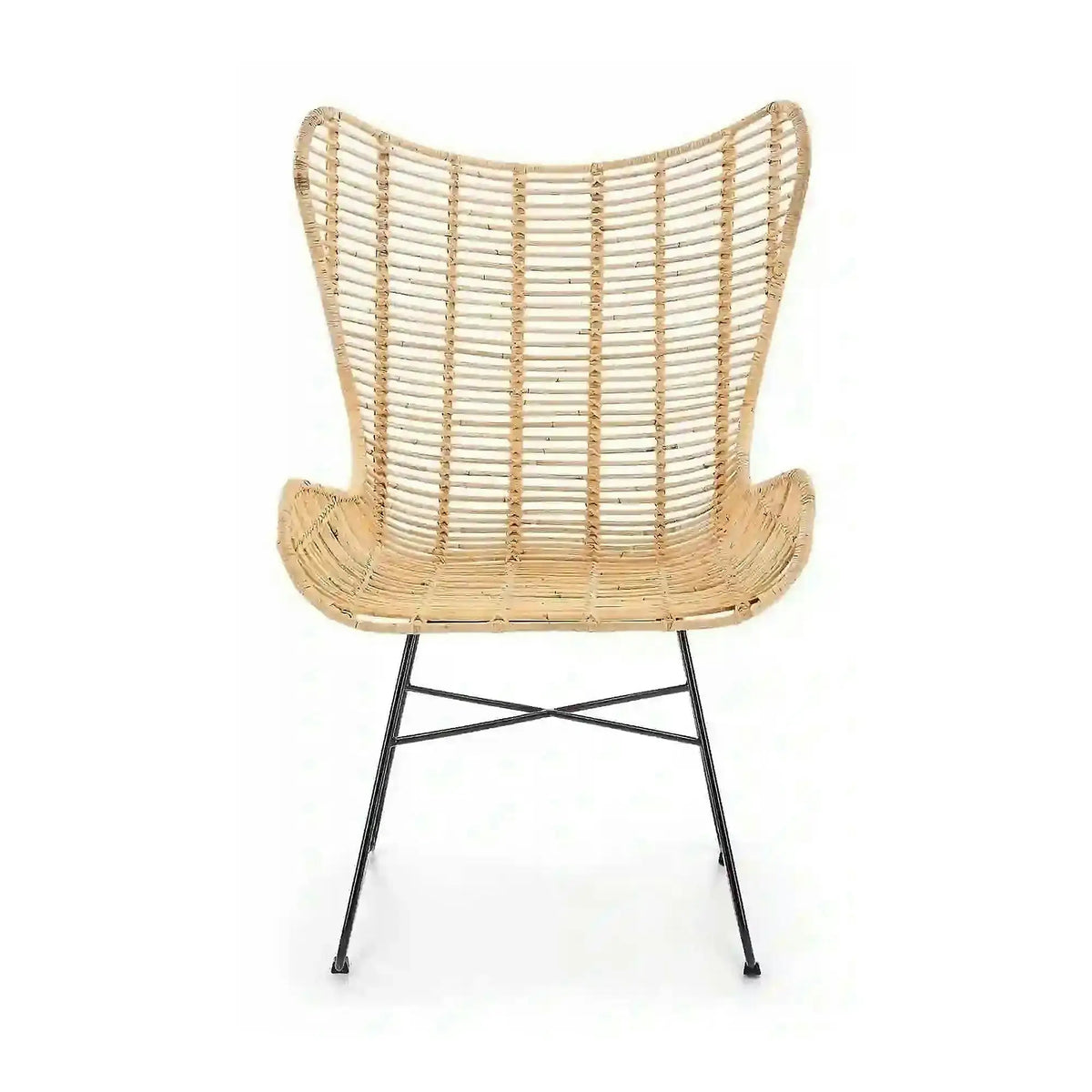 Scaun living Indiana, stejar/negru, ratan natural/metal, 69X70X103 CM