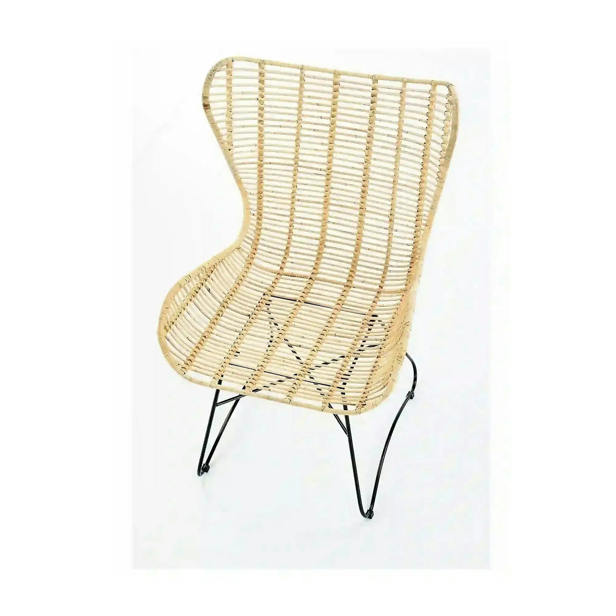 Scaun living Indiana, stejar/negru, ratan natural/metal, 69X70X103 CM