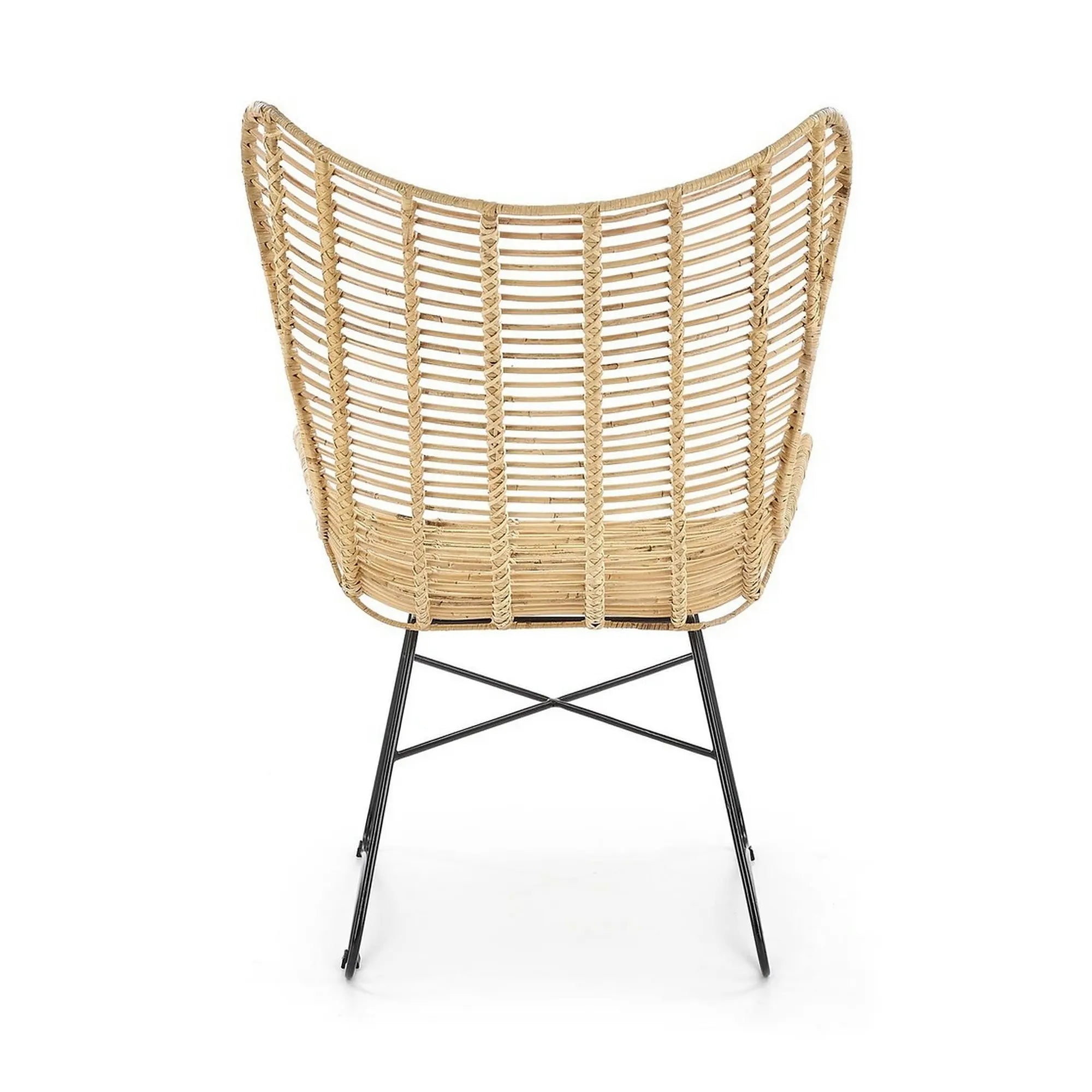 Scaun living Indiana, stejar/negru, ratan natural/metal, 69X70X103 CM