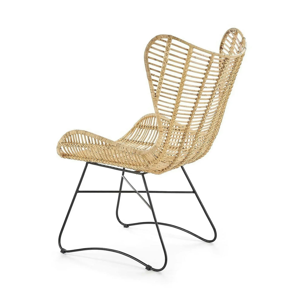 Scaun living Indiana, stejar/negru, ratan natural/metal, 69X70X103 CM