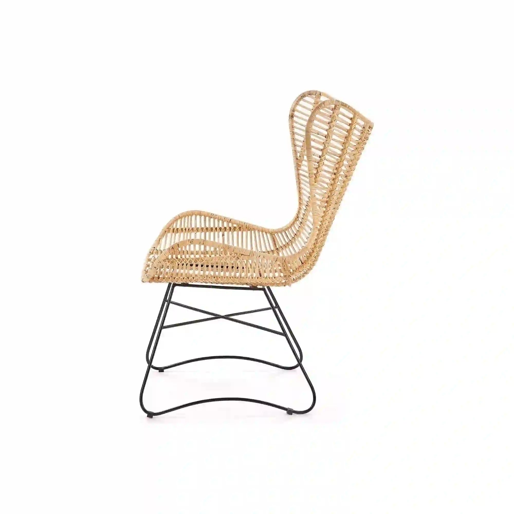 Scaun living Indiana, stejar/negru, ratan natural/metal, 69X70X103 CM