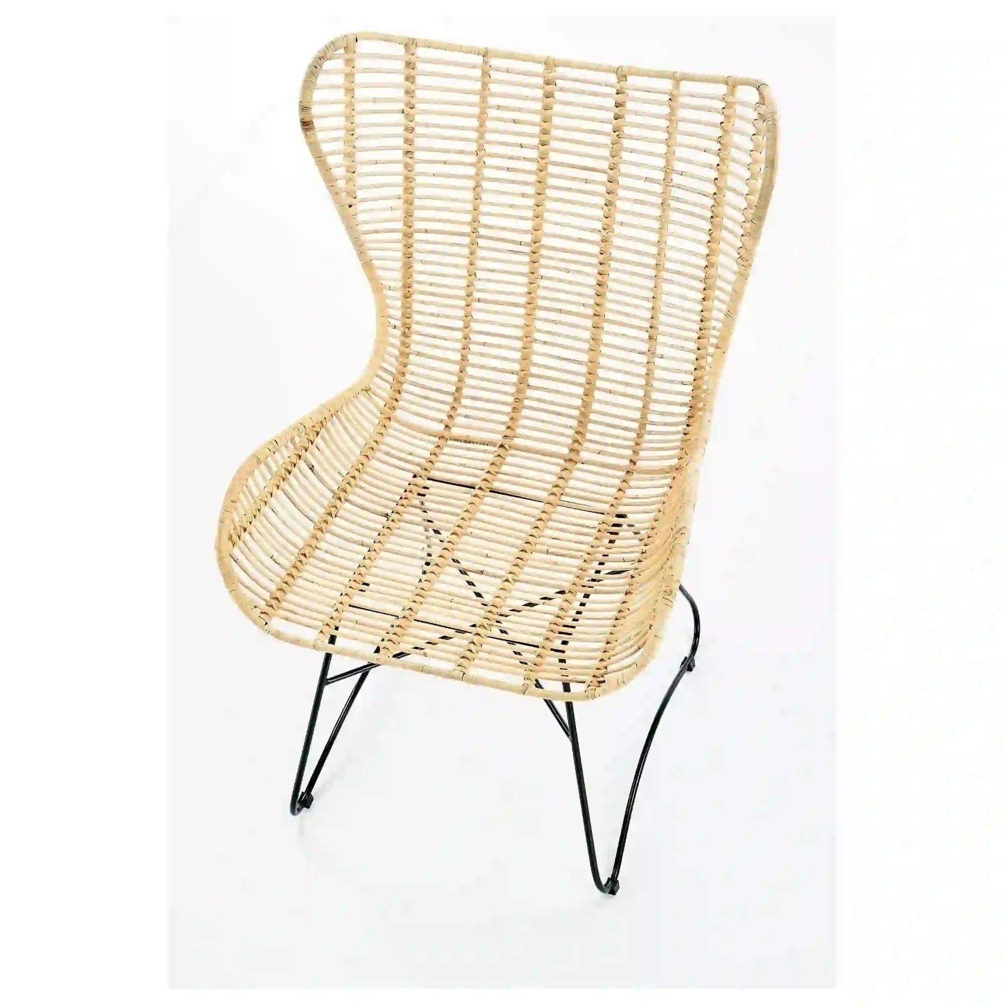 Scaun living Indiana, stejar/negru, ratan natural/metal, 69X70X103 CM