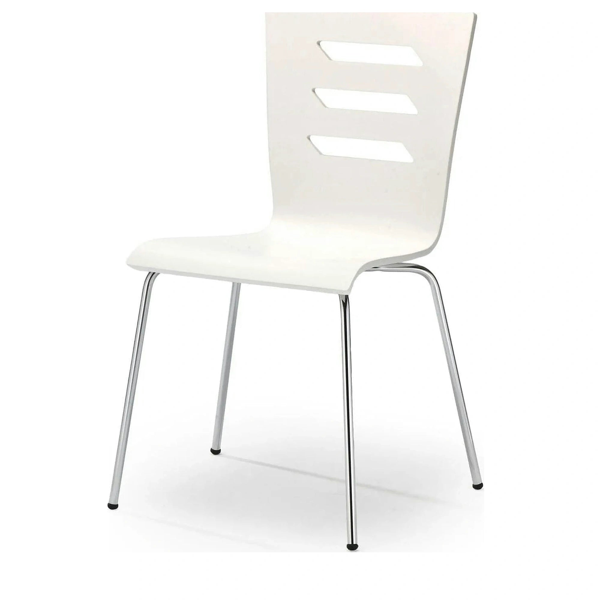 Scaun living K155, alb/crom, placaj indoit/metal, 43x47x85 cm