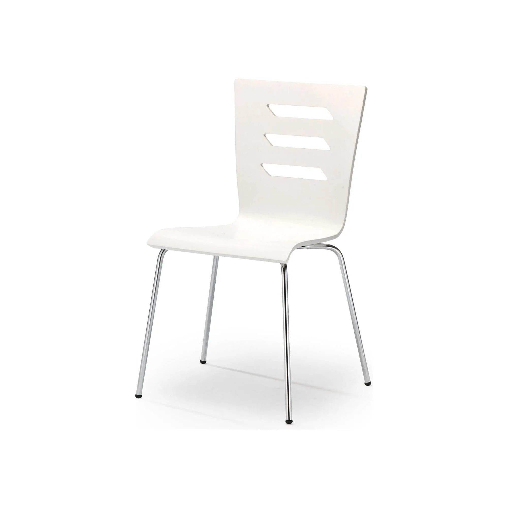 Scaun living K155, alb/crom, placaj indoit/metal, 43x47x85 cm