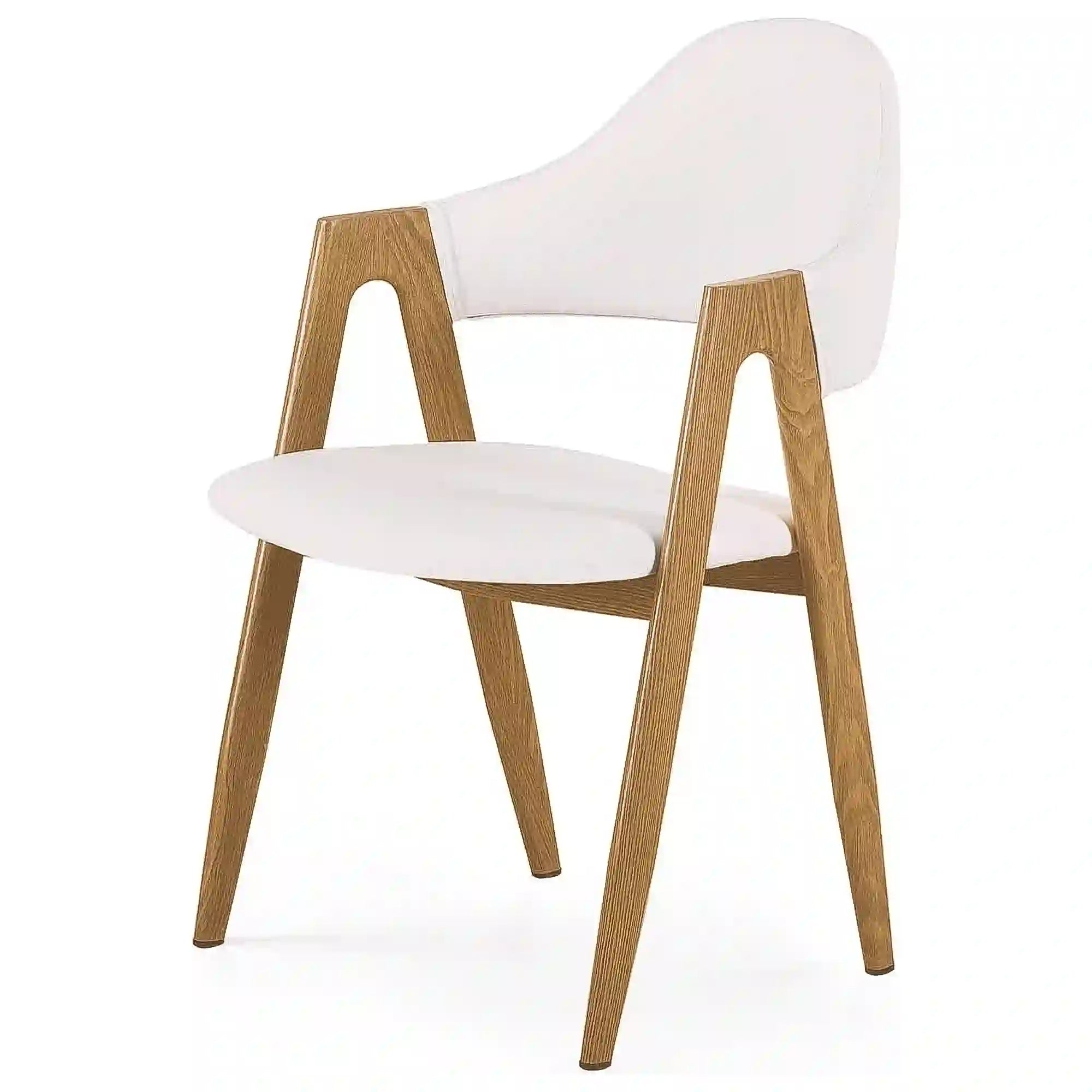 Scaun living K247, alb/stejar, piele ecologica/metal, 51X51X80 CM