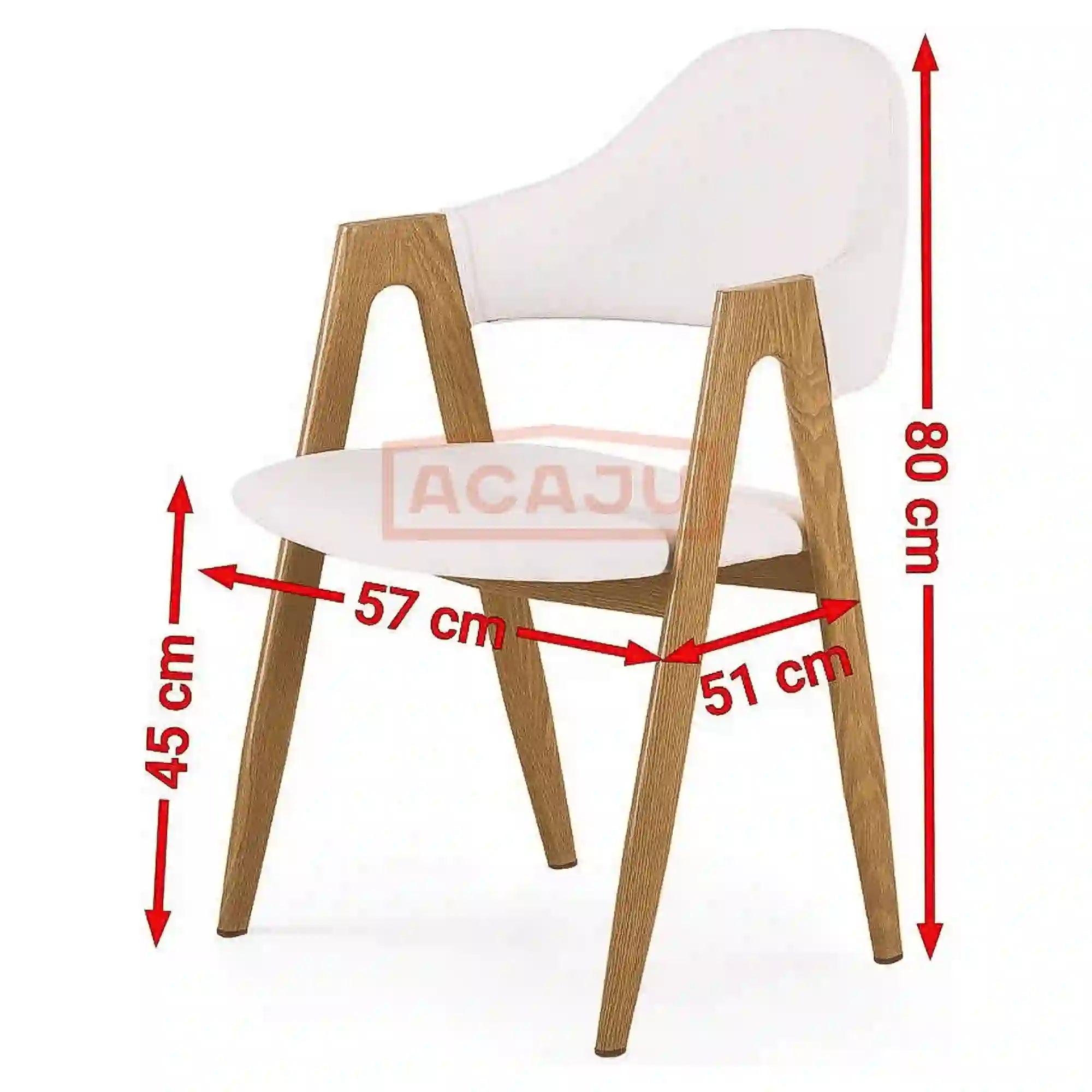 Scaun living K247, alb/stejar, piele ecologica/metal, 51X51X80 CM