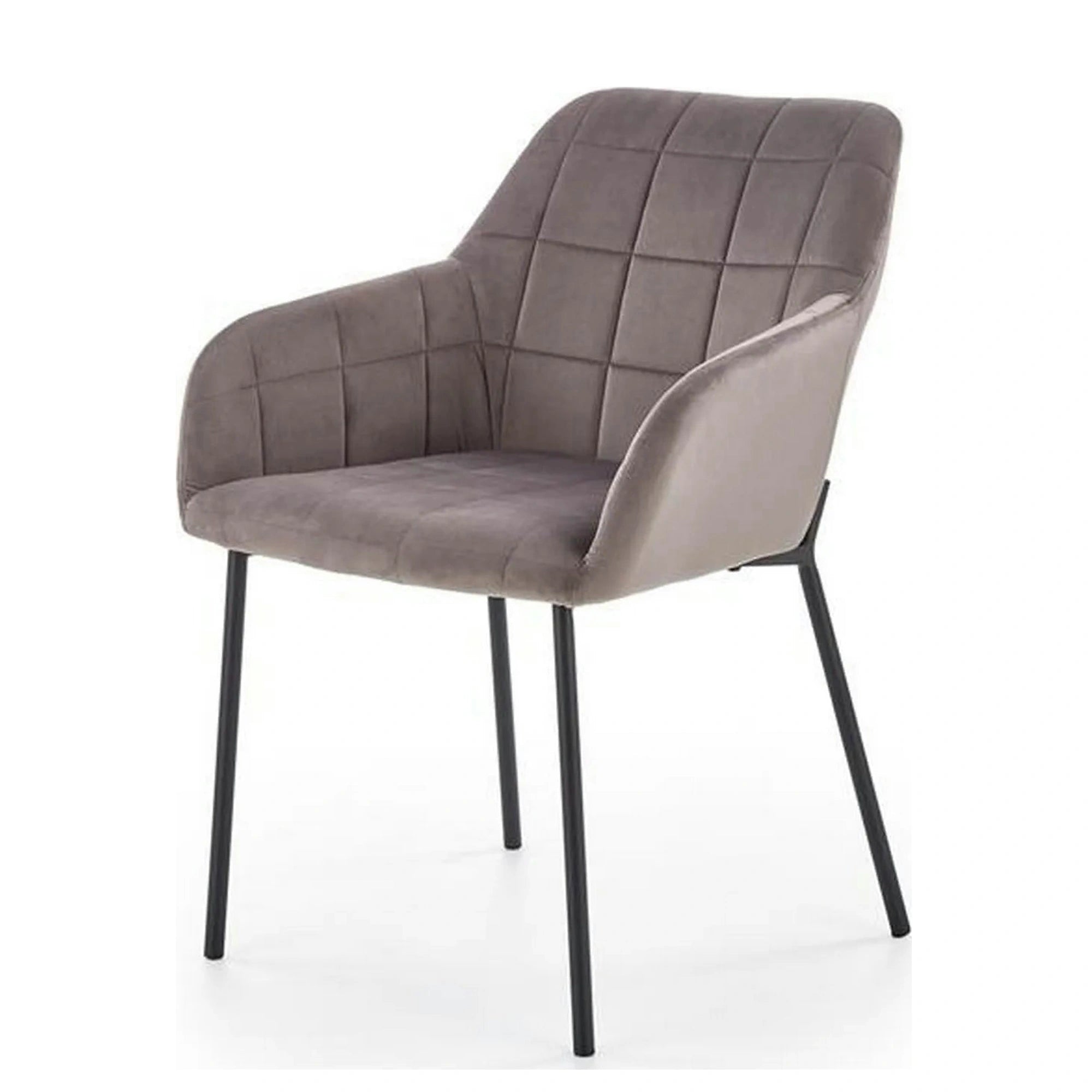 Scaun living K305, gri/negru, stofa catifelata/metal, 58x57x80 cm
