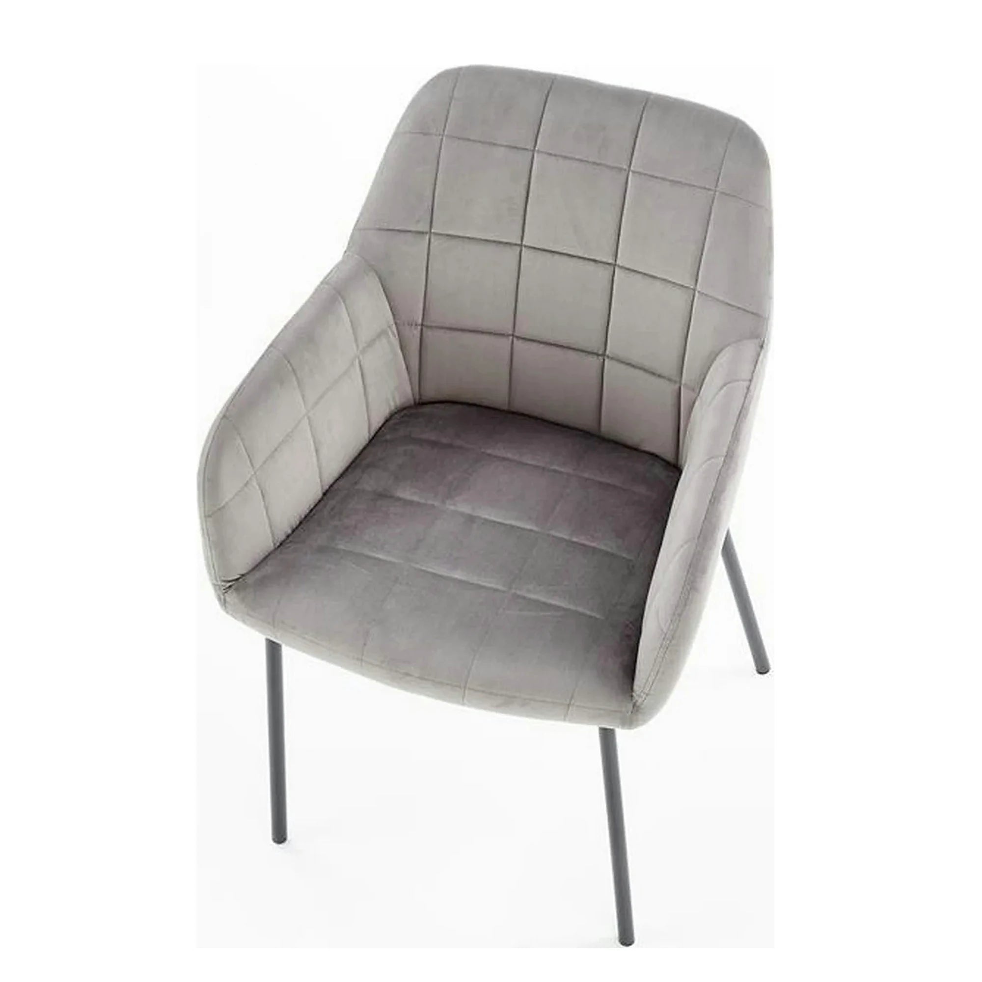 Scaun living K305, gri/negru, stofa catifelata/metal, 58x57x80 cm
