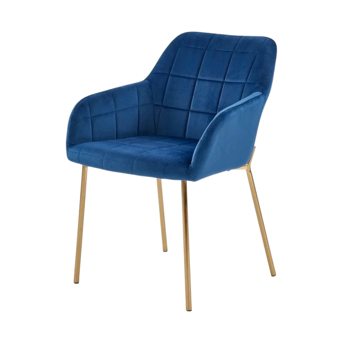 Scaun living K306, albastru marin/auriu, stofa catifelata/metal, 58x57x80 cm