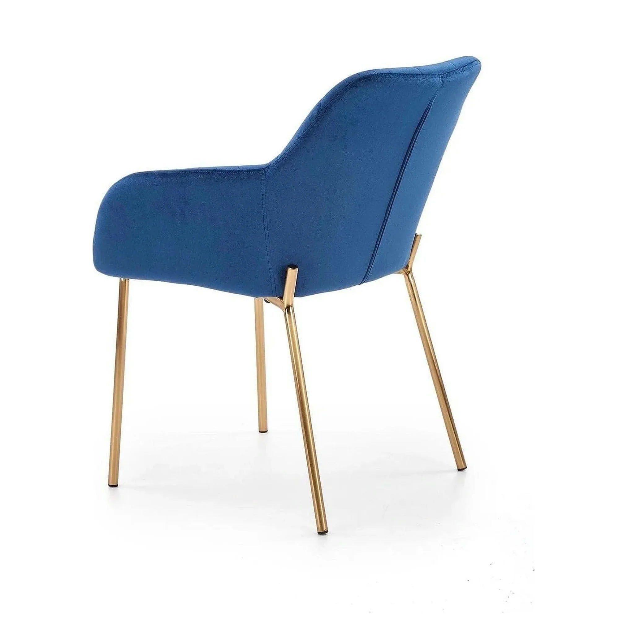 Scaun living K306, albastru marin/auriu, stofa catifelata/metal, 58x57x80 cm