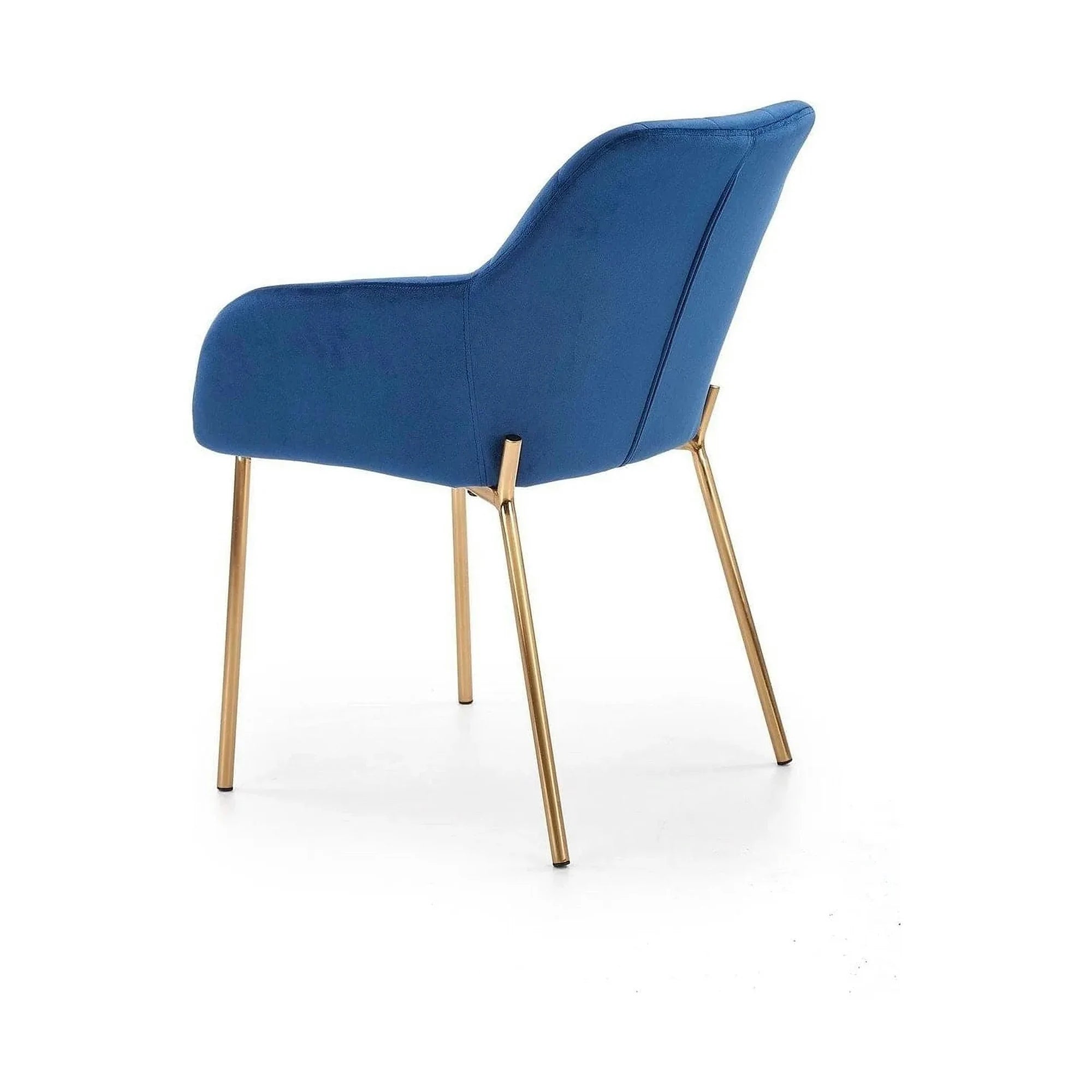Scaun living K306, albastru marin/auriu, stofa catifelata/metal, 58x57x80 cm