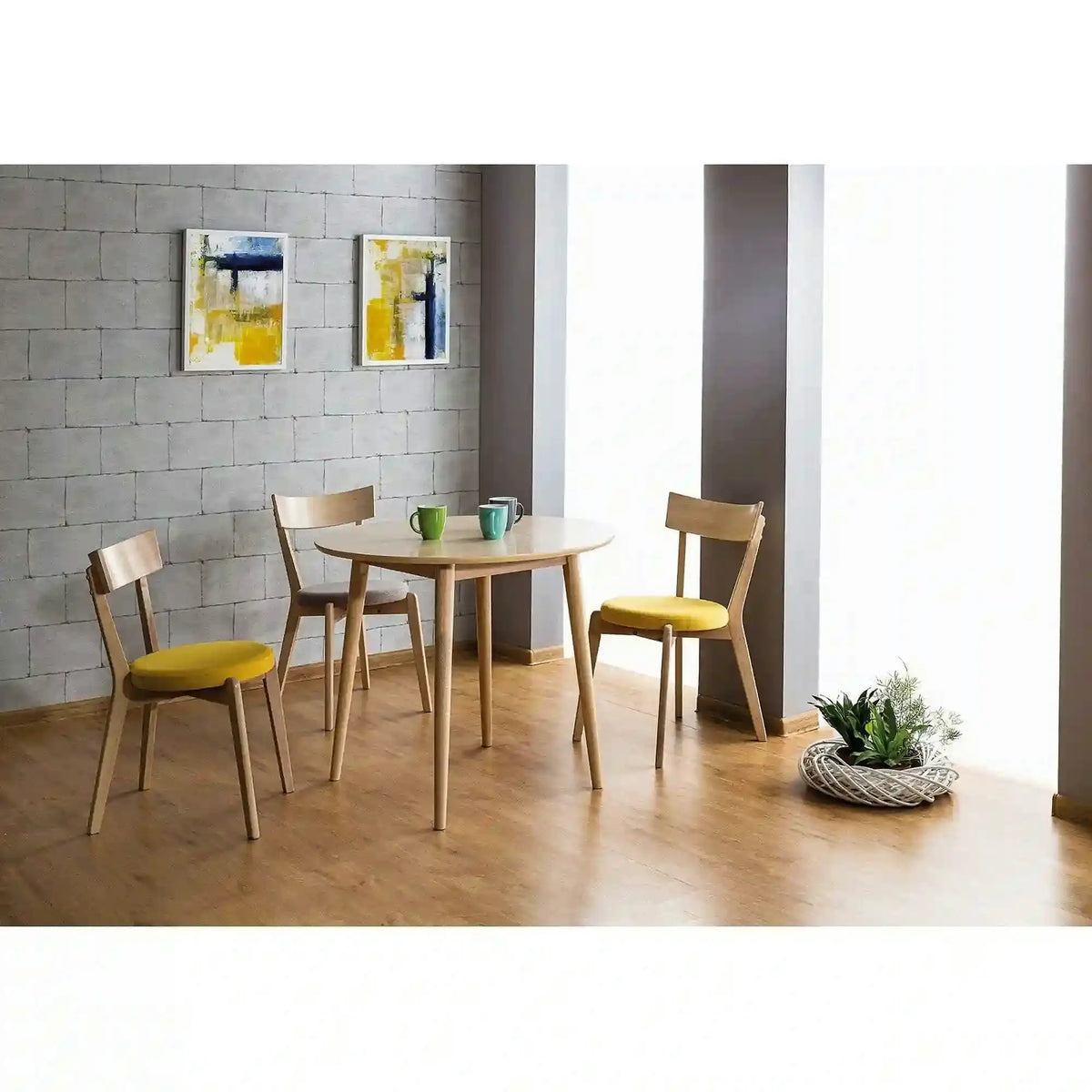 Scaun living Nelson, gri/stejar, stofa/lemn, 44X40X78 cm