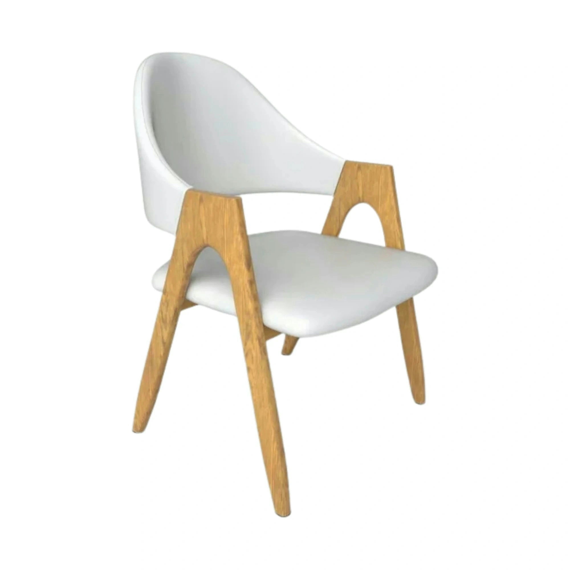 Scaun living piele ecologica K247, alb/stejar, metal, 51x51x80 cm