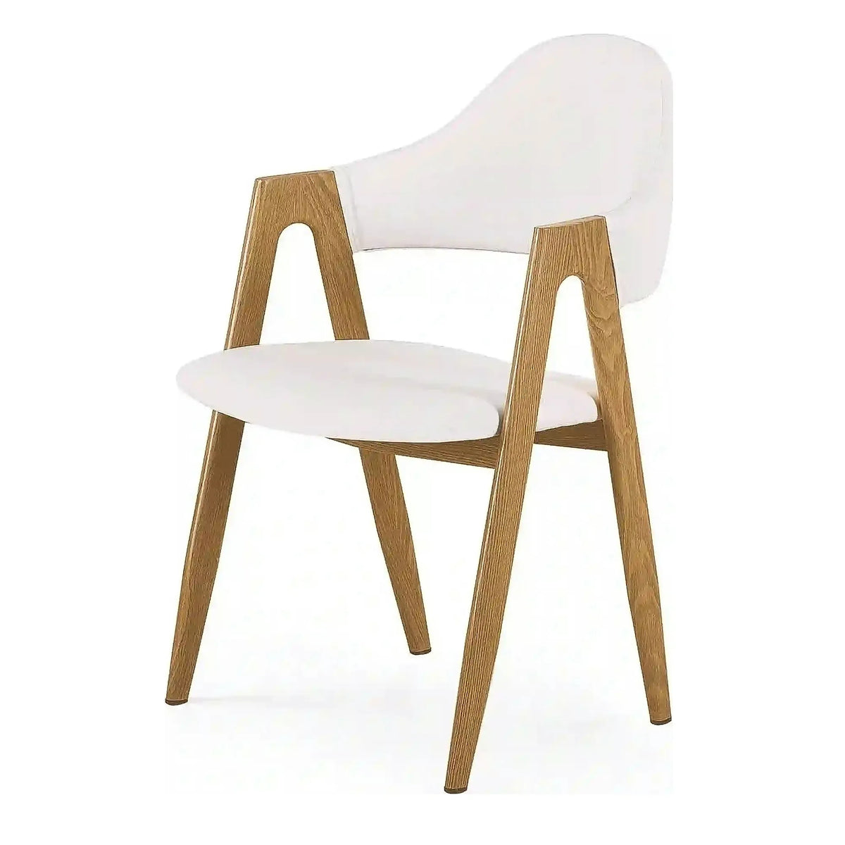 Scaun living piele ecologica K247, alb/stejar, metal, 51x51x80 cm