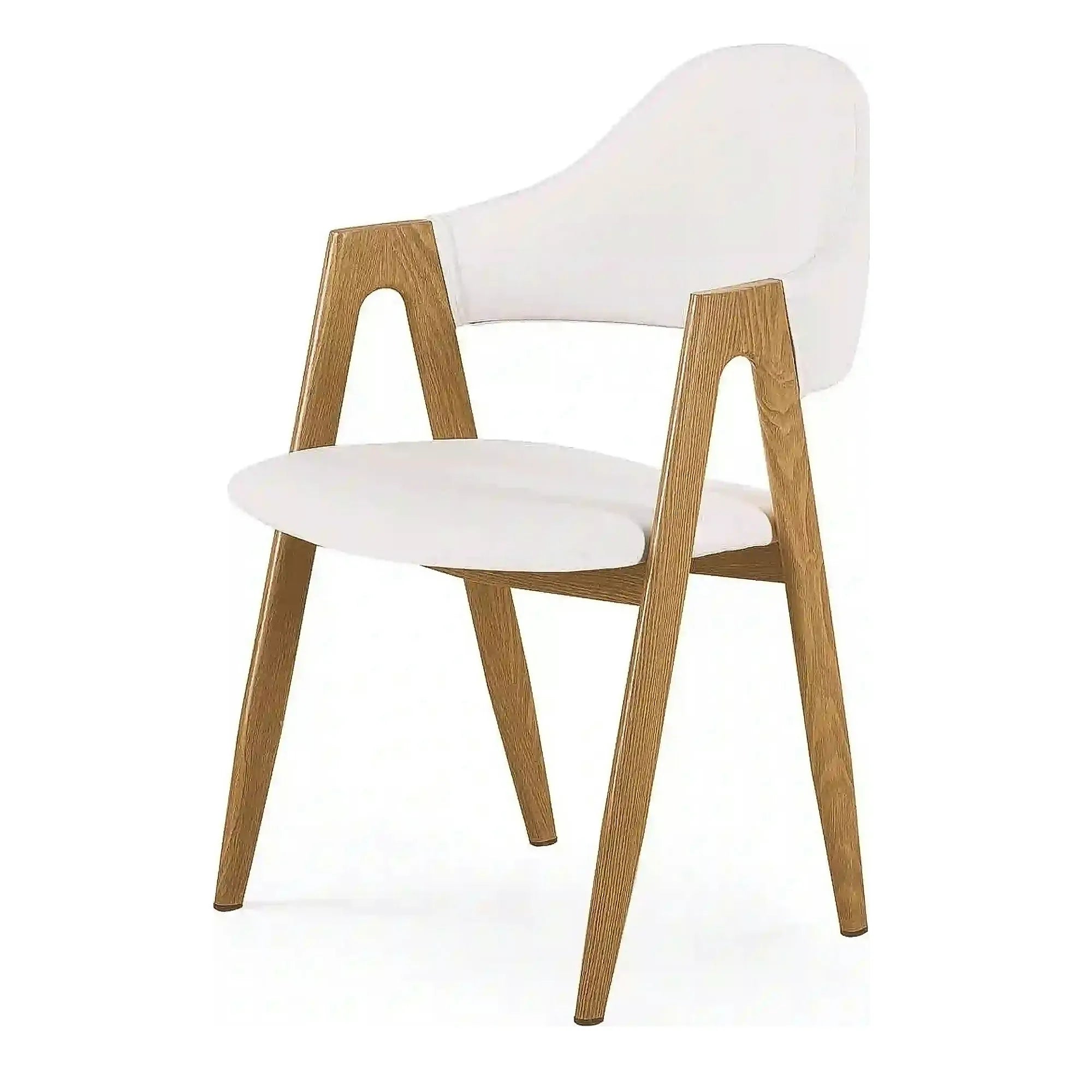 Scaun living piele ecologica K247, alb/stejar, metal, 51x51x80 cm