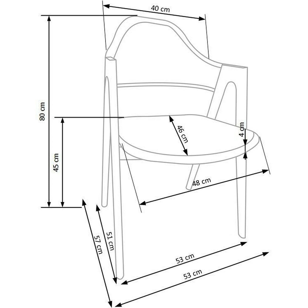 Scaun living piele ecologica K247, alb/stejar, metal, 51x51x80 cm