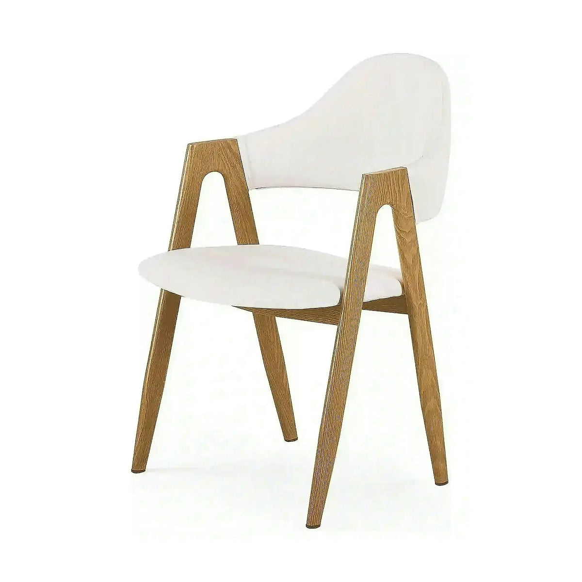 Scaun living piele ecologica K247, alb/stejar, metal, 51x51x80 cm
