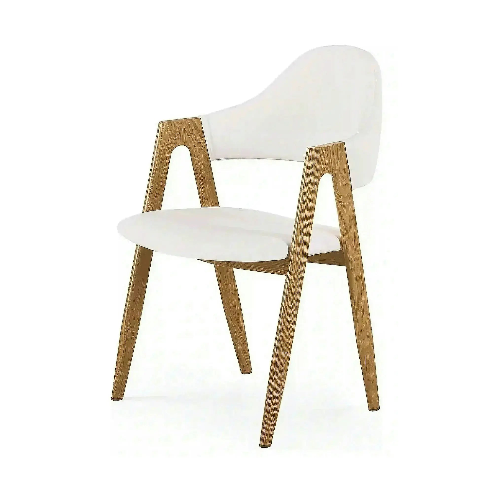 Scaun living piele ecologica K247, alb/stejar, metal, 51x51x80 cm