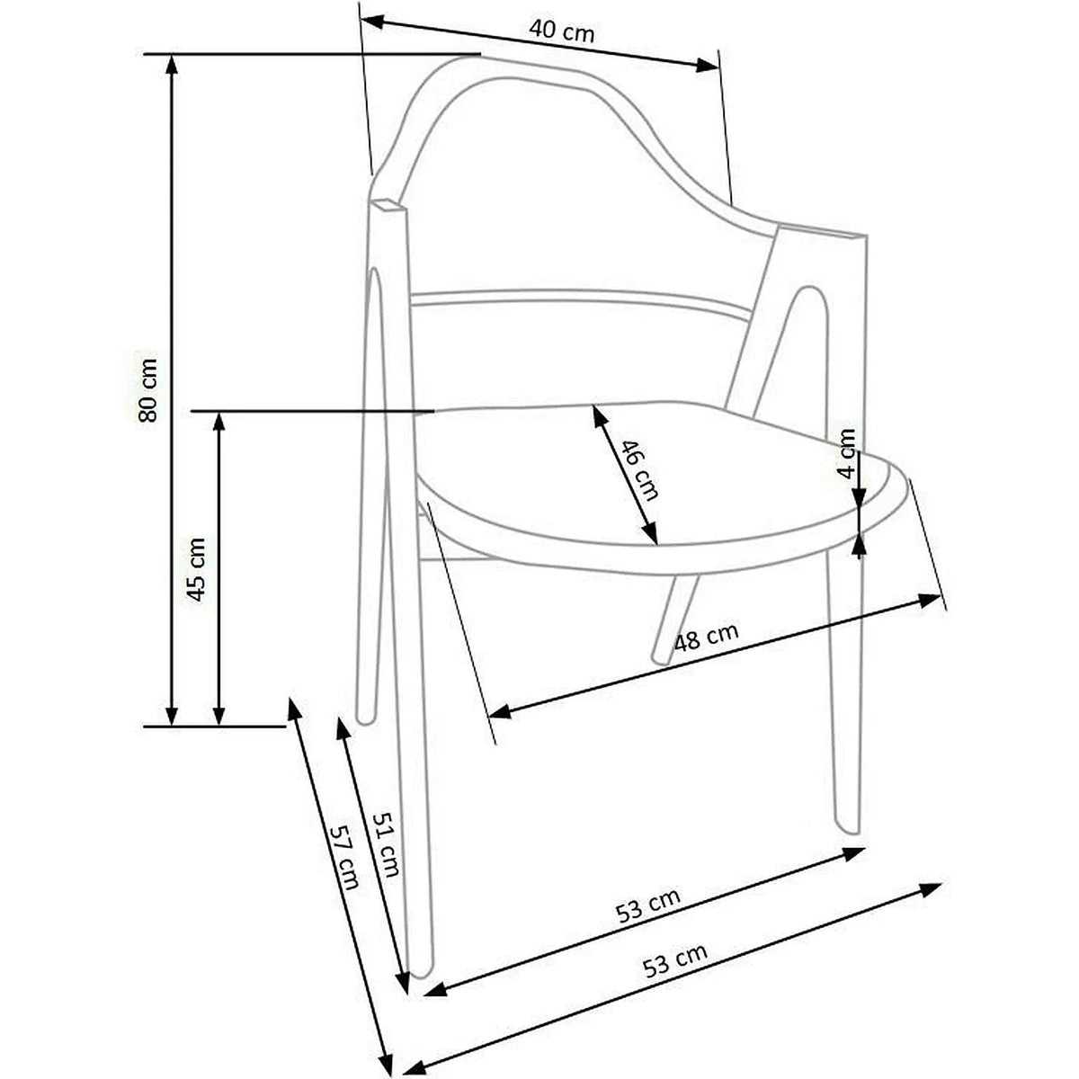 Scaun living piele ecologica K247, alb/stejar, metal, 51x51x80 cm