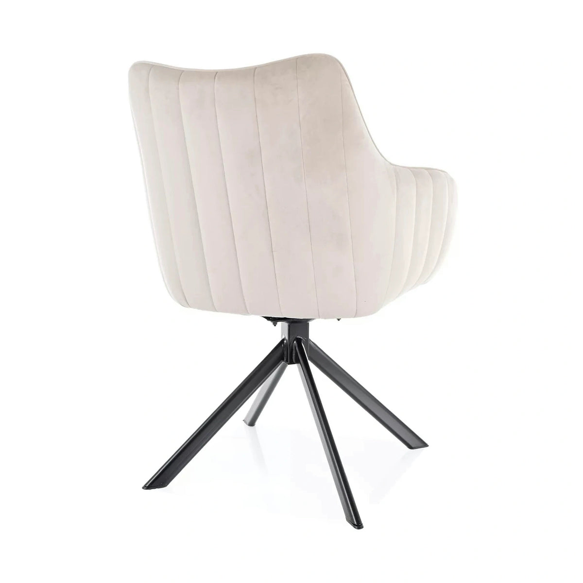 Scaun living rotativ AZALIA, bej deschis/negru, stofa catifelata/metal, 61x58x86 cm