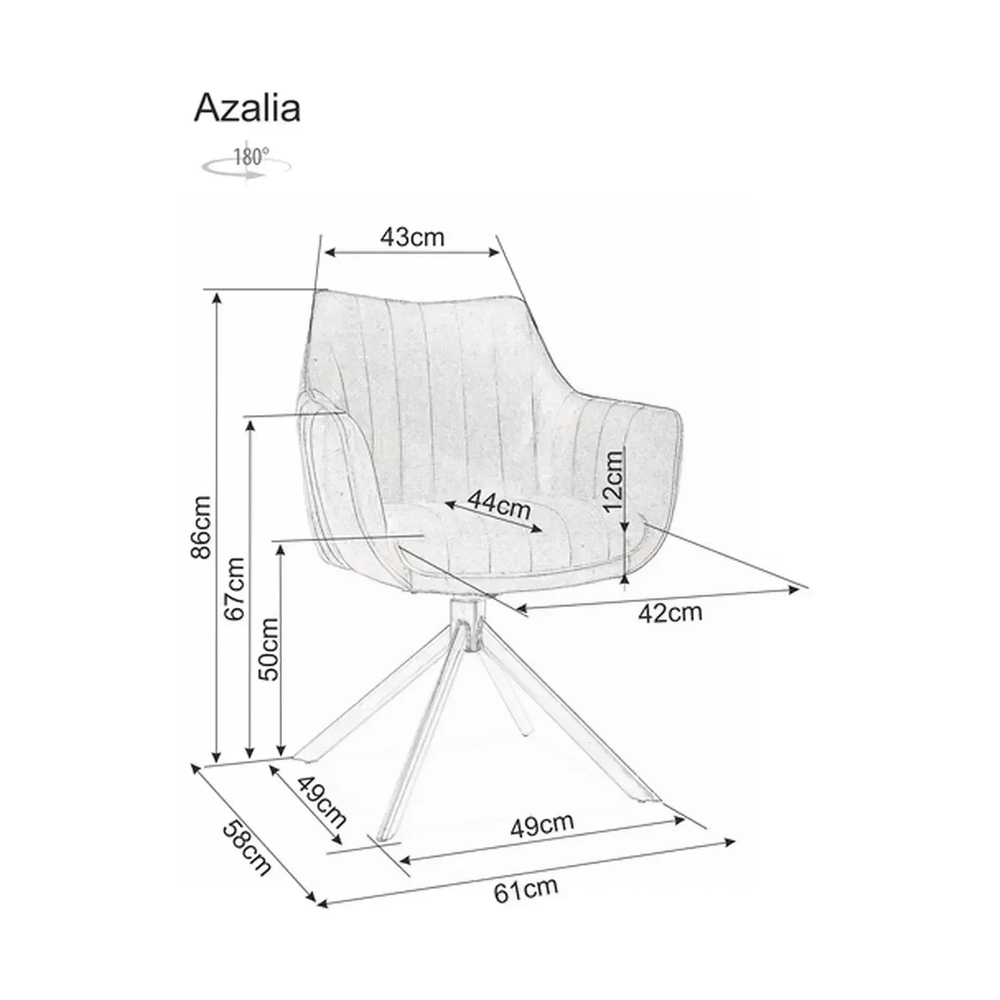 Scaun living rotativ AZALIA, bej deschis/negru, stofa catifelata/metal, 61x58x86 cm