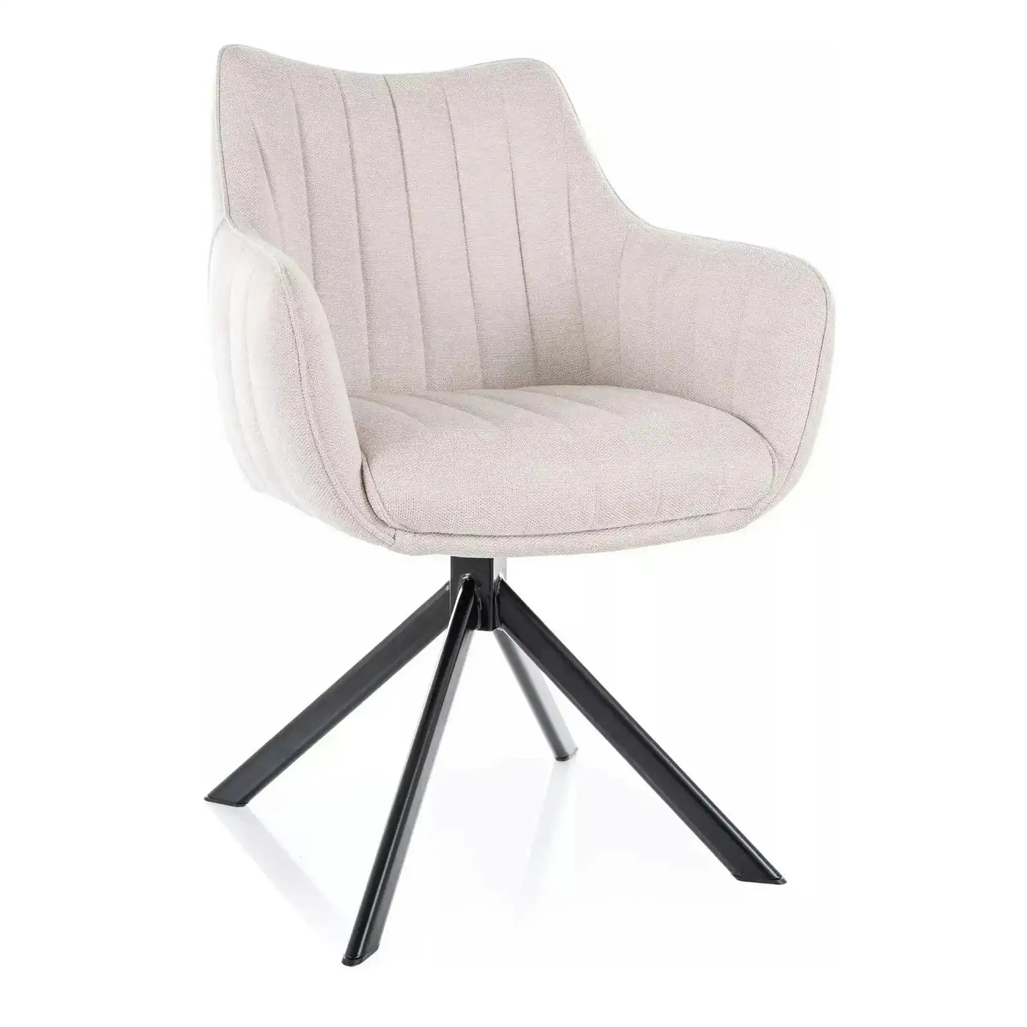Scaun living rotativ AZALIA, bej deschis/negru, stofa clasica/metal, 61x58x86 cm