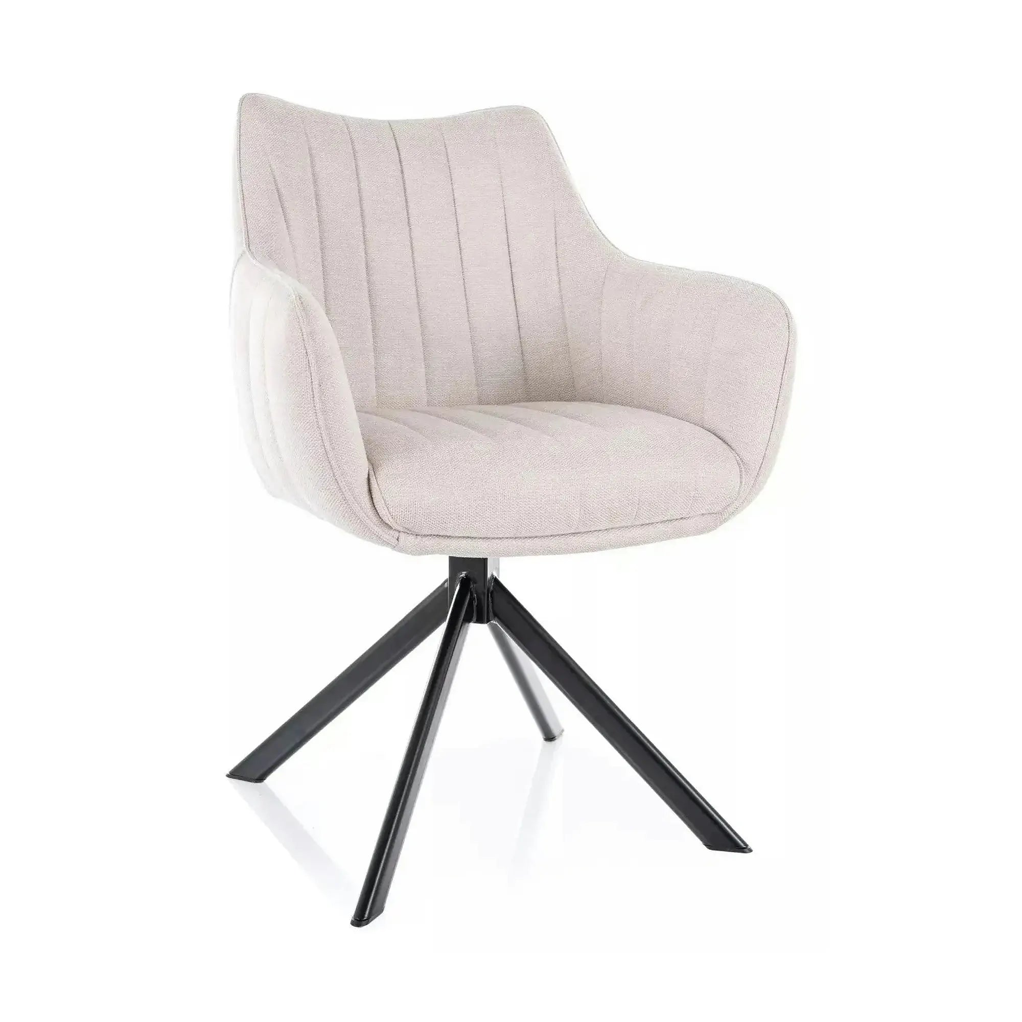 Scaun living rotativ AZALIA, bej deschis/negru, stofa clasica/metal, 61x58x86 cm